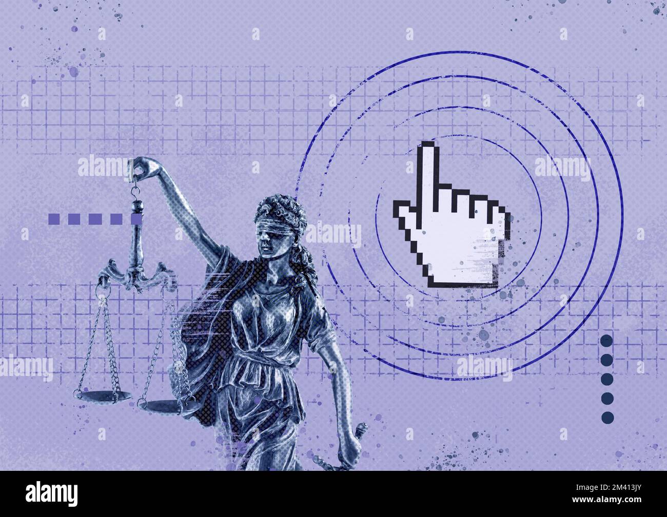 Statue de collage créative Themis avec balance de justice Banque D'Images