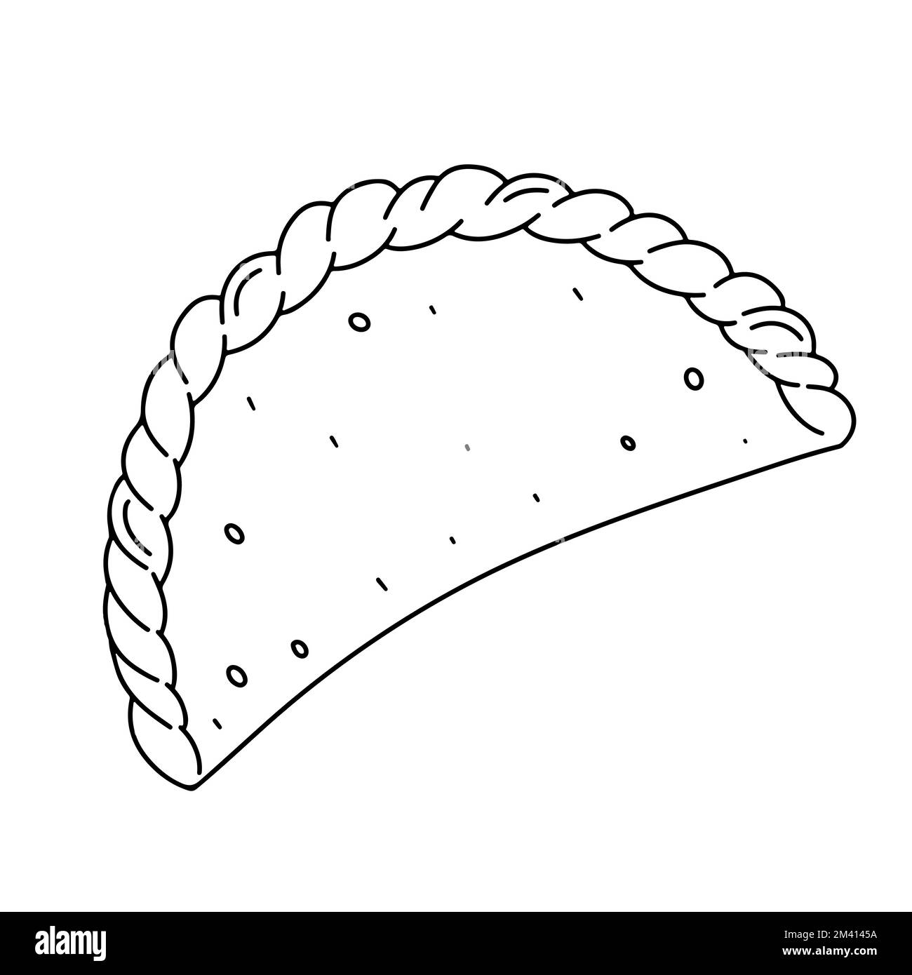 Des empanadas frits dessinés à la main. Cuisine colombienne traditionnelle. Illustration du vecteur alimentaire latino-américain. Illustration de Vecteur
