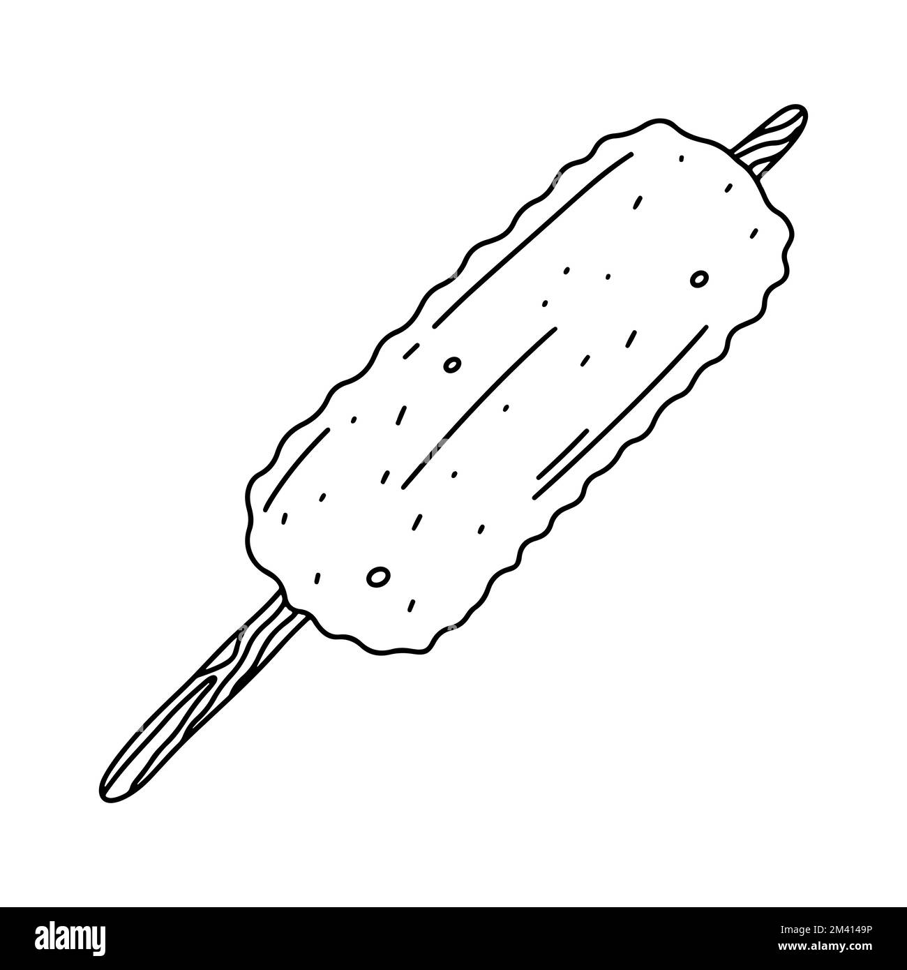 Cuisine de rue coréenne dans un style de caniche dessiné à la main. Illustration vectorielle de repas de rue traditionnel asiatique. Illustration de Vecteur