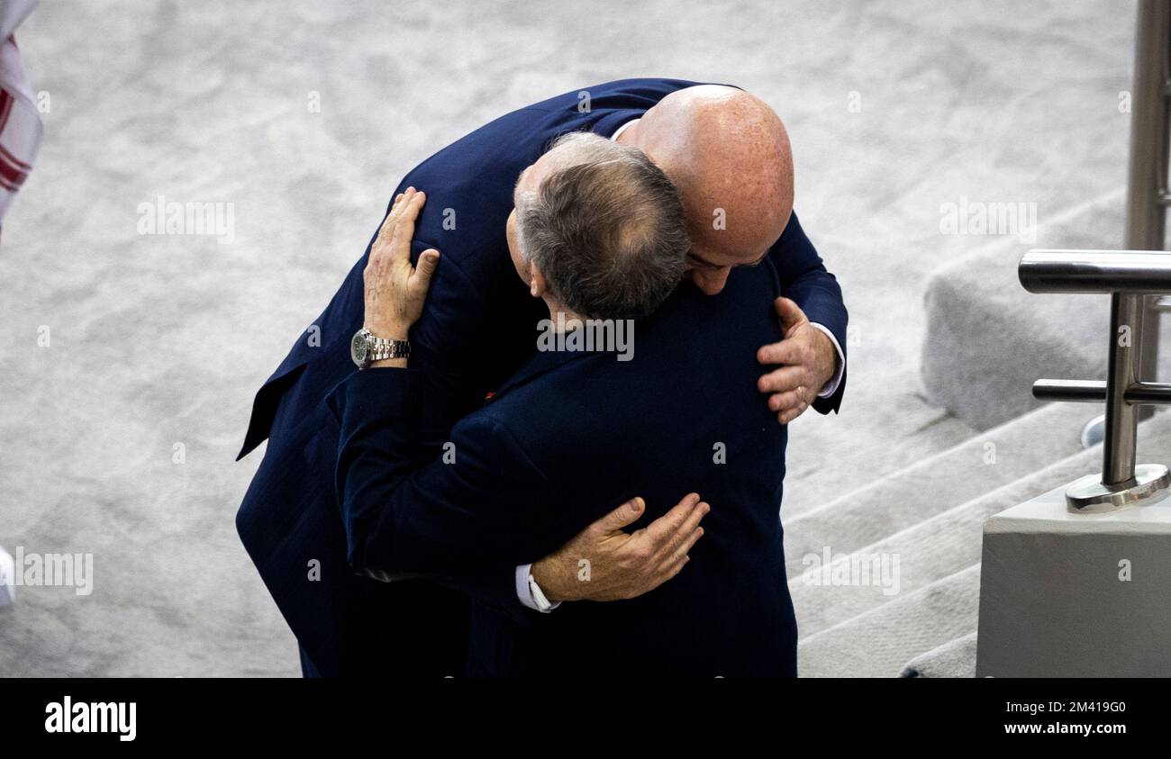 Doha, Qatar. 17th décembre 2022. Gianni Infantino, président de la FIFA, avec Jean Todt Croatie - Maroc Match pour 3rd place Kroatien - coupe du monde Marokko 2022 Banque D'Images