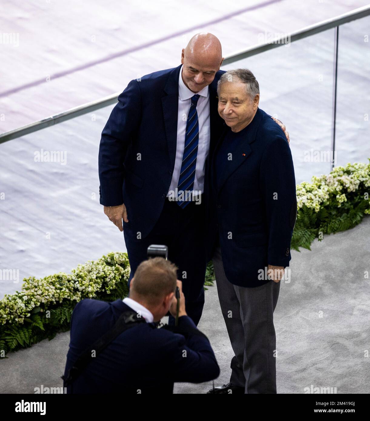 Doha, Qatar. 17th décembre 2022. Gianni Infantino, président de la FIFA, avec Jean Todt Croatie - Maroc Match pour 3rd place Kroatien - coupe du monde Marokko 2022 Banque D'Images