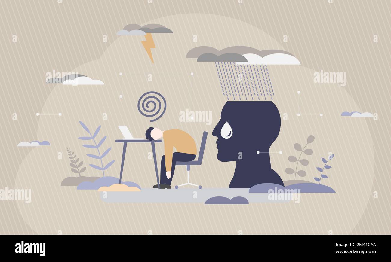 Syndrome de Boréout - démotivation de travail profonde et continue vécue comme l'ennui extrême - Illustration conceptuelle Banque D'Images