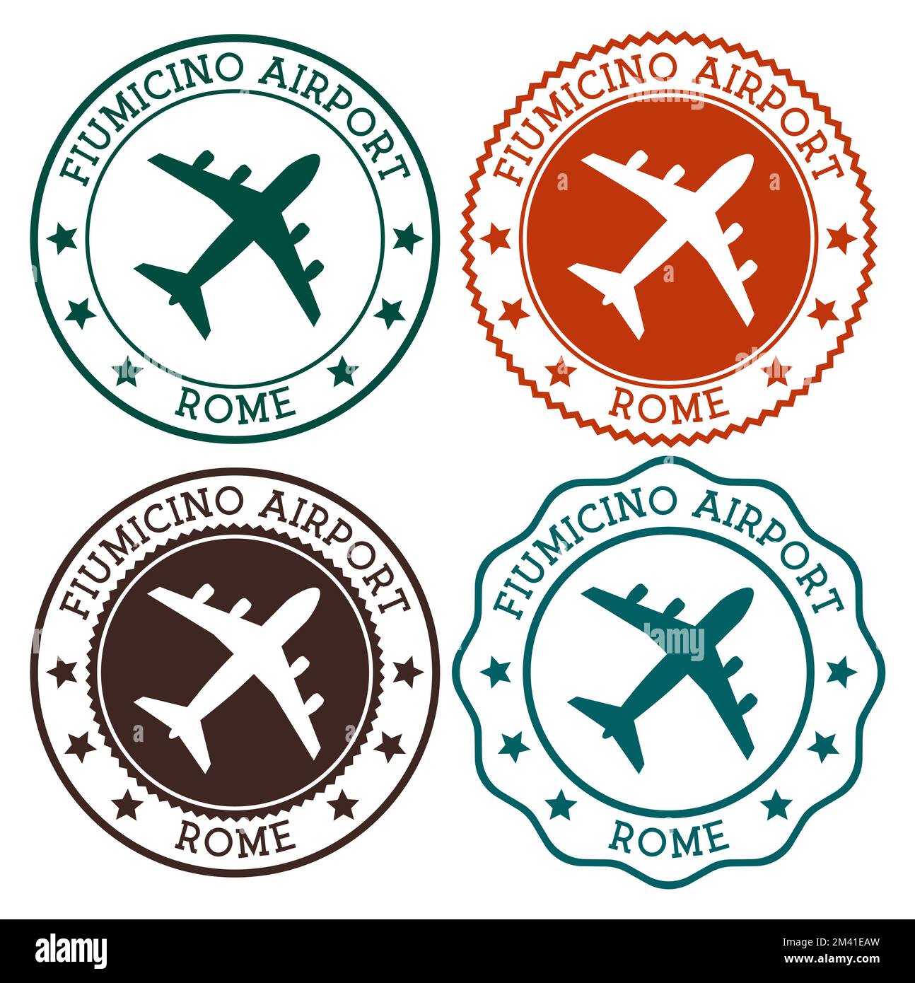 Aéroport Fiumicino de Rome. Logo de l'aéroport de Rome. Emboutis à plat dans la palette de couleurs du matériau. Illustration vectorielle. Illustration de Vecteur