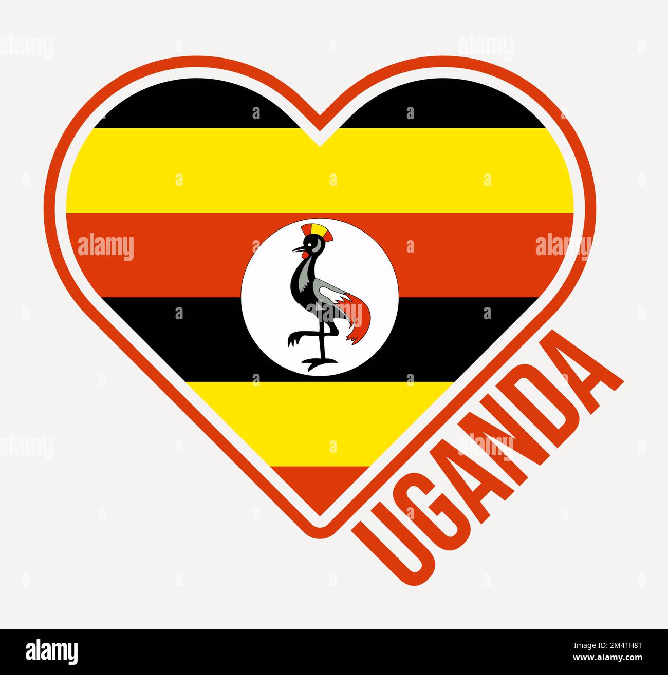 Badge drapeau coeur Ouganda. Fabriqué avec amour à partir du logo Ouganda. Drapeau du pays en forme de coeur. Illustration vectorielle. Illustration de Vecteur