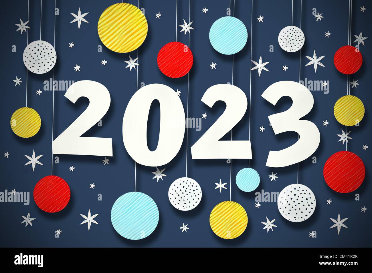 Illustration de la carte de vœux papier de célébration du nouvel an 2023 Banque D'Images
