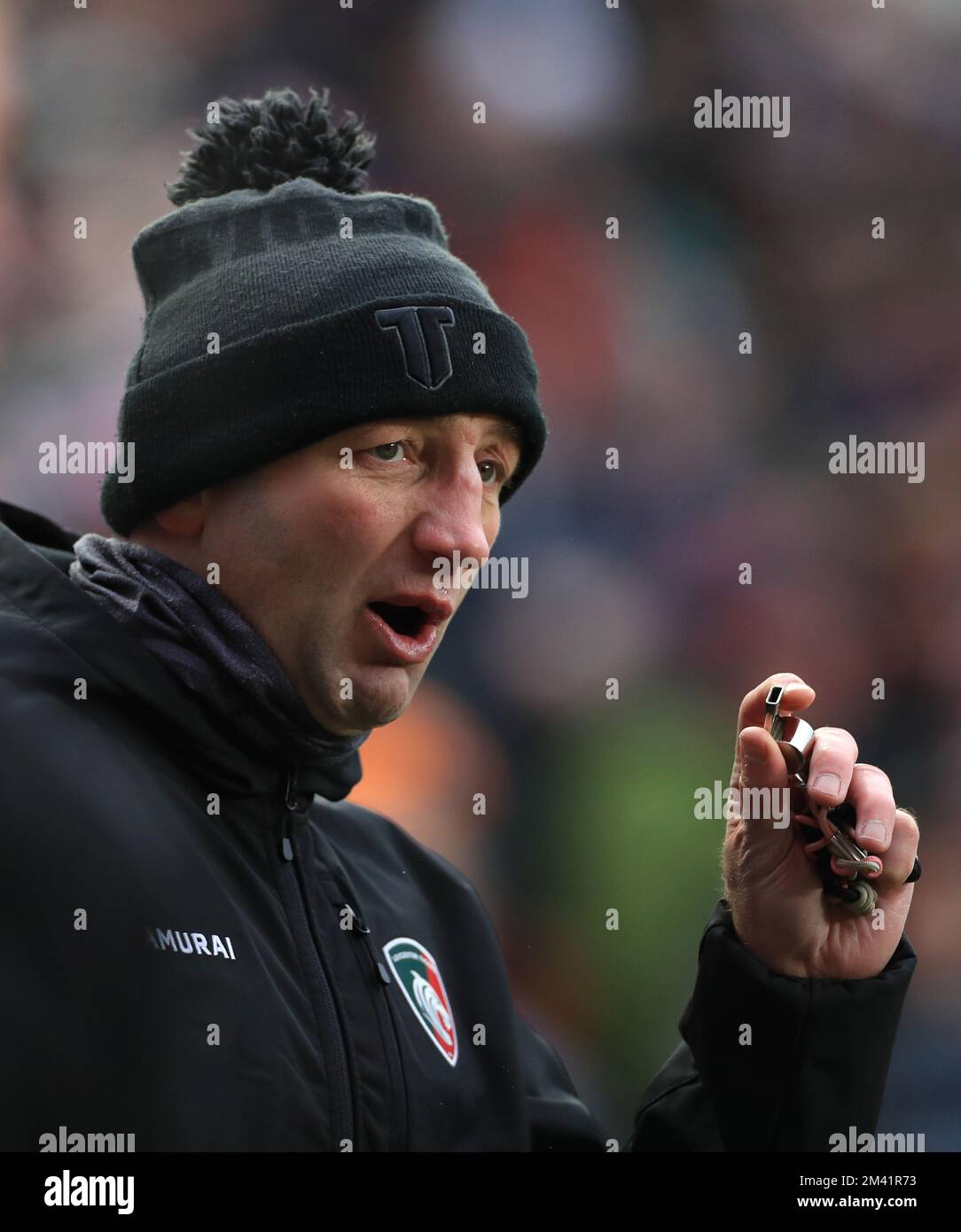 Photo du dossier datée du 17-12-2022 de l'entraîneur-chef Steve Borthwick de Leicester Tigers. Steve Borthwick sera confirmé lundi comme le nouvel entraîneur-chef de l'Angleterre, a compris l'agence de presse PA. Date de la photo: Samedi 17 décembre 2022. Date de publication : dimanche 18 décembre 2022. Banque D'Images