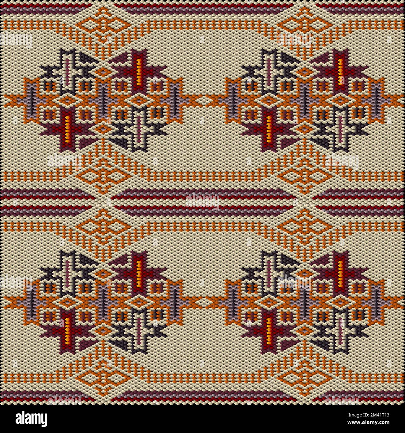 Ornement, mosaïque, ethnique, folk modèle. Il est fabriqué dans des couleurs vives, juteuses et parfaitement assorties. Illustration de Vecteur