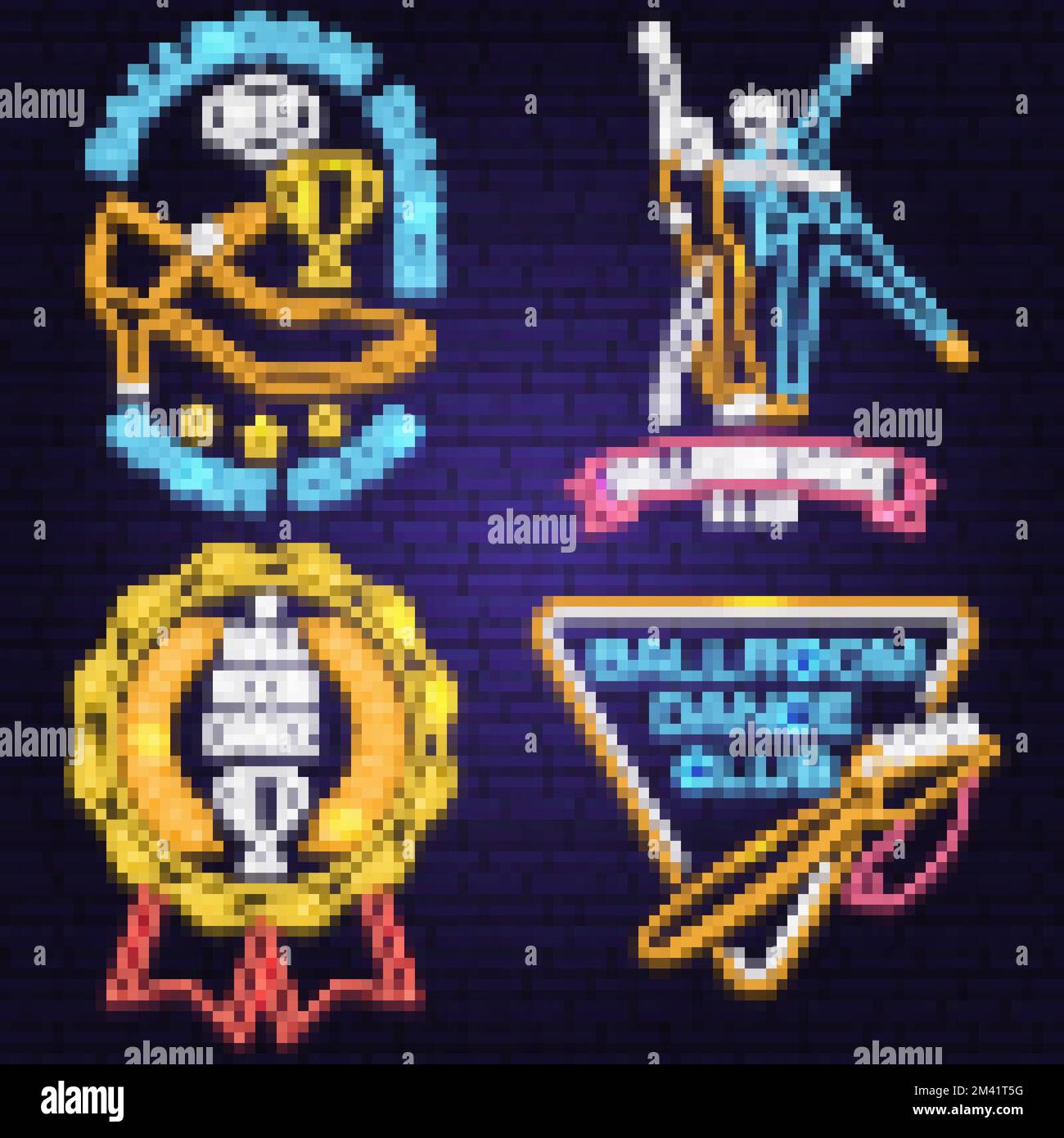 Ensemble de la salle de bal danse club de sport lumineux Neon Sign. Emblème néon de sport de danse avec coupe trophée, brosse à chaussures, silhouette d'homme et de femme. Vecteur. Rumba, salsa Illustration de Vecteur Ensemble de la salle de bal danse club de sport lumineux Neon Sign. Emblème néon de sport de danse avec coupe trophée, brosse à chaussures, silhouette d'homme et de femme. Vecteur. Rumba, salsa Illustration de Vecteur