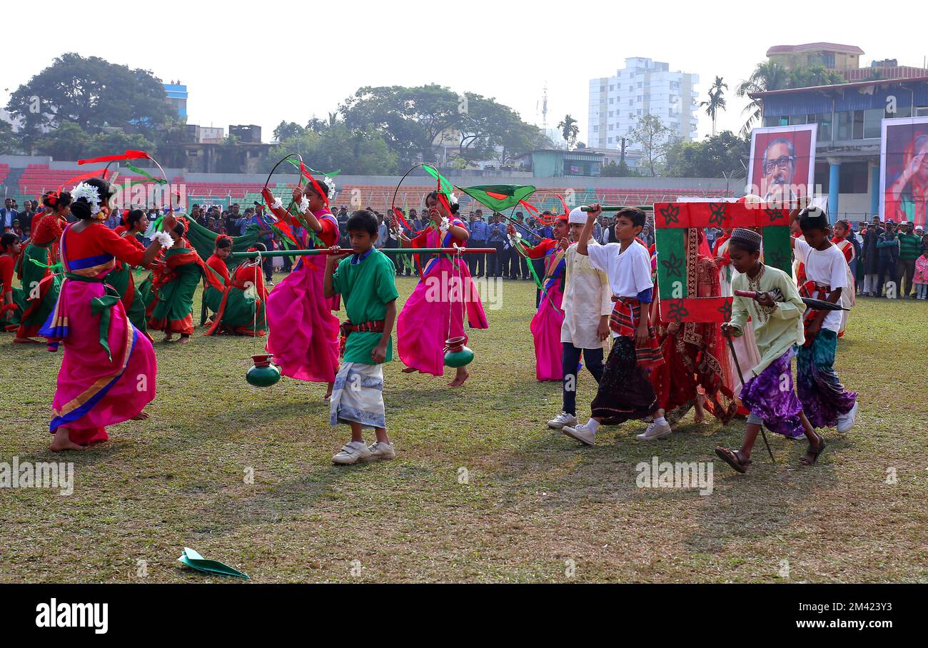 Célébration de la victoire au Bangladesh. Sylhet, Bangladesh, le 16 décembre 2022. Banque D'Images