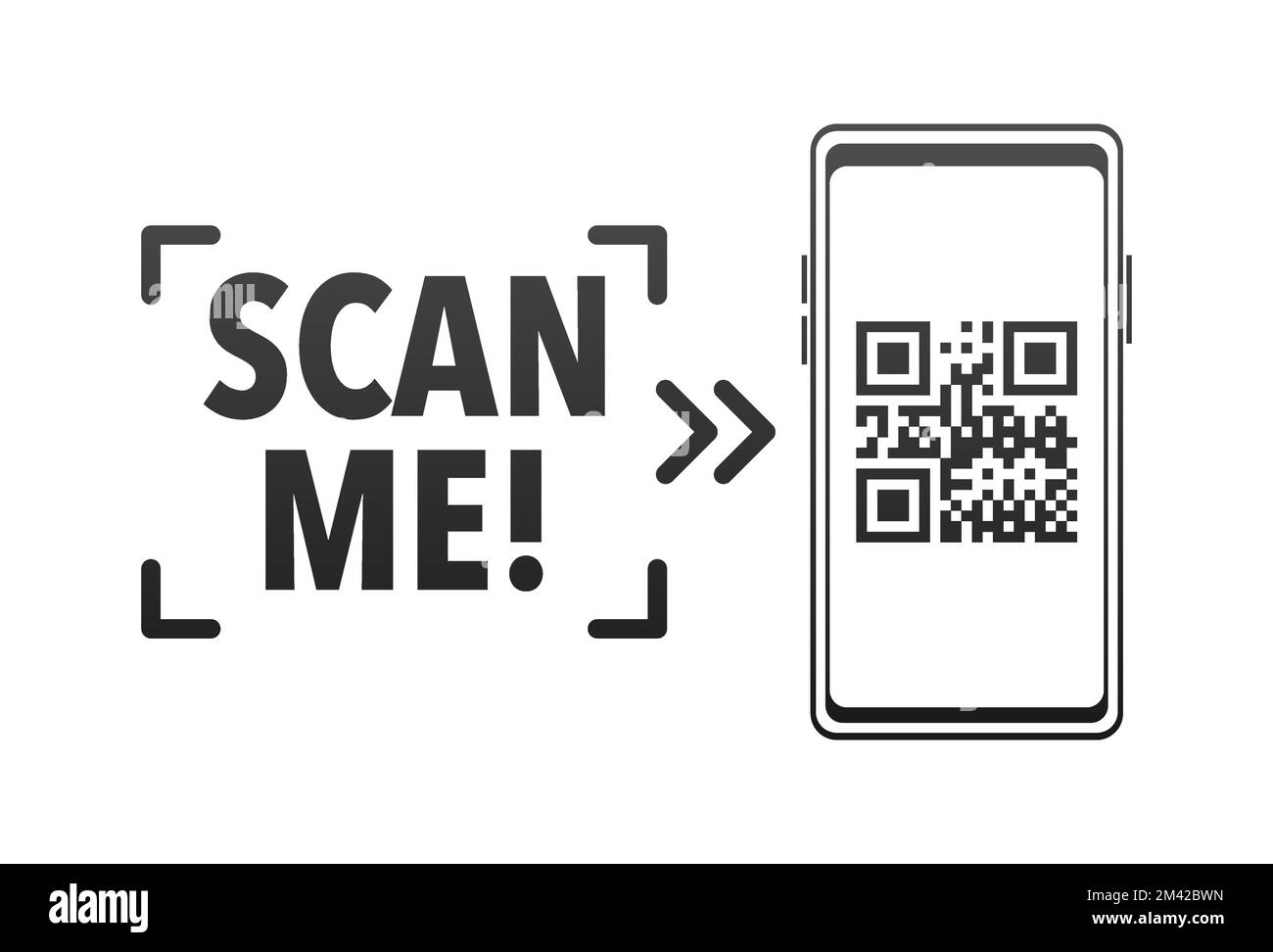 Icône Scan Me avec code QR. Numérisation de l'inscription. Étiquette de code QR. Illustration de Vecteur