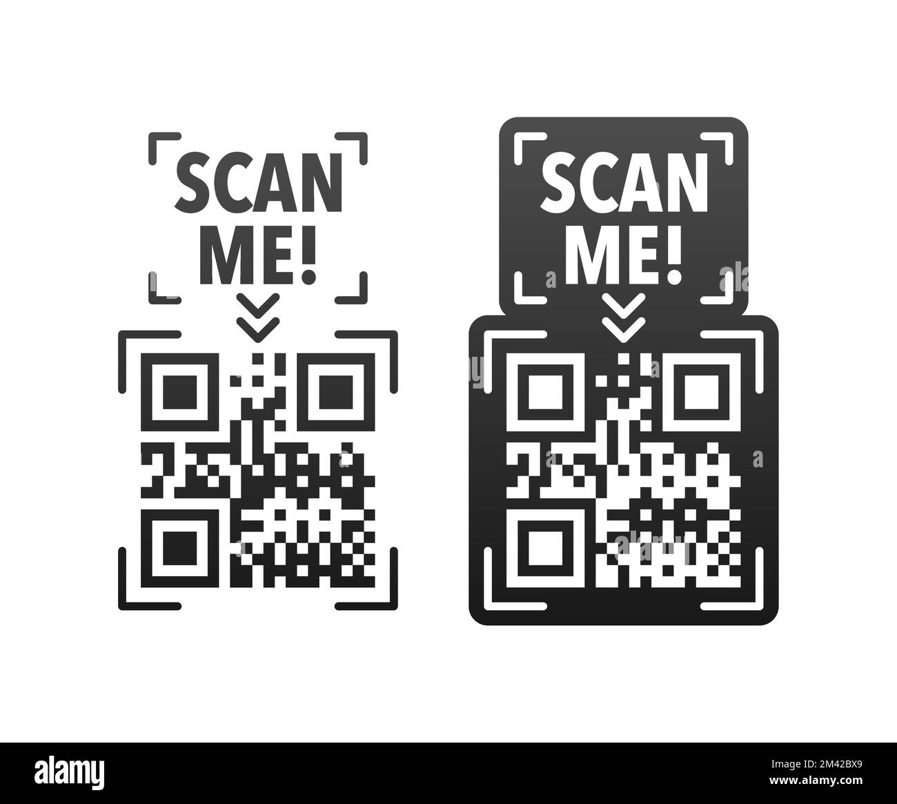 Icône Scan Me avec code QR. Numérisation de l'inscription. Étiquette de code QR. Illustration de Vecteur