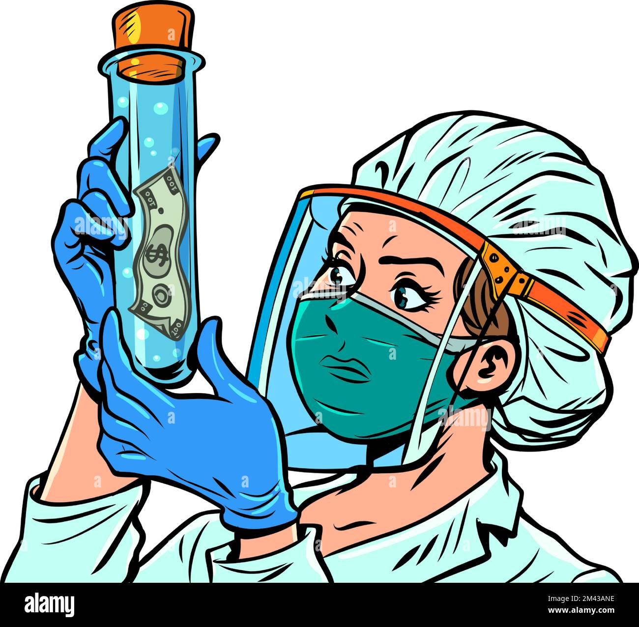 Femmes Medic et Test tube dollar Banque américaine de financement de billets Illustration de Vecteur