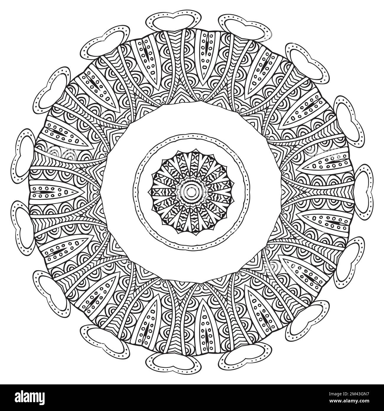 Modèle de livre de coloriage Mandala. Design de papier peint, motif de dentelle et tatouage. Décoration pour le design d'intérieur. Vecteur cercle ethnique oriental dessiné à la main Illustration de Vecteur