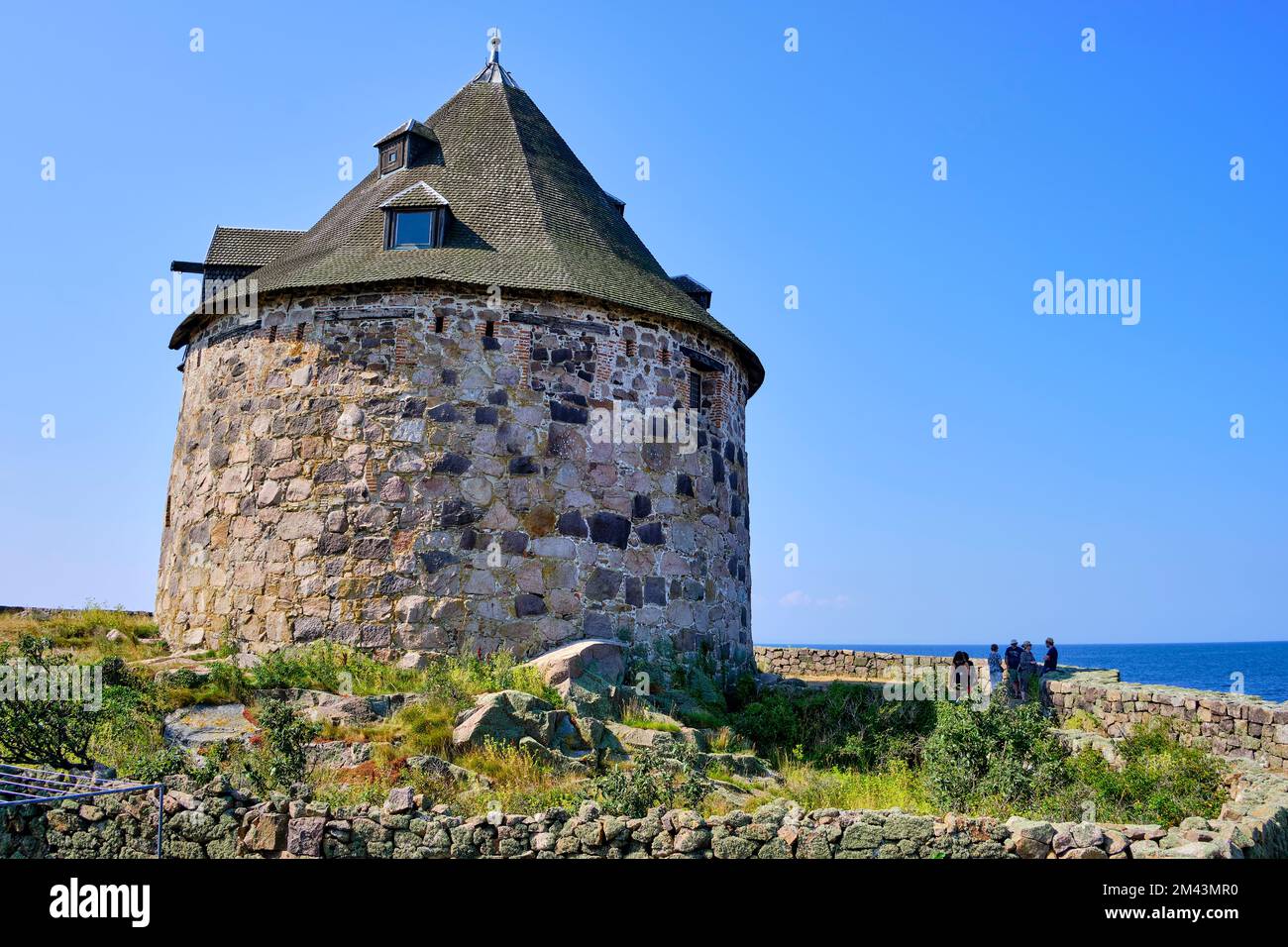 Sur les îles Ertholmen, la petite Tour, les structures historiques de fortification sur Frederiksö, Ertholmene, Danemark, Scandinavie, Europe. Banque D'Images