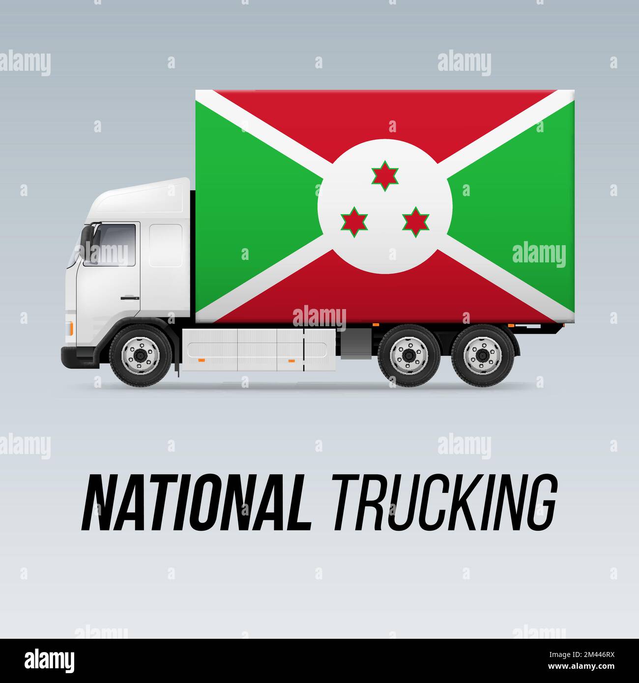 Symbole de camion de livraison nationale avec drapeau du Burundi. Icône du camionnage national et drapeau burundais Illustration de Vecteur