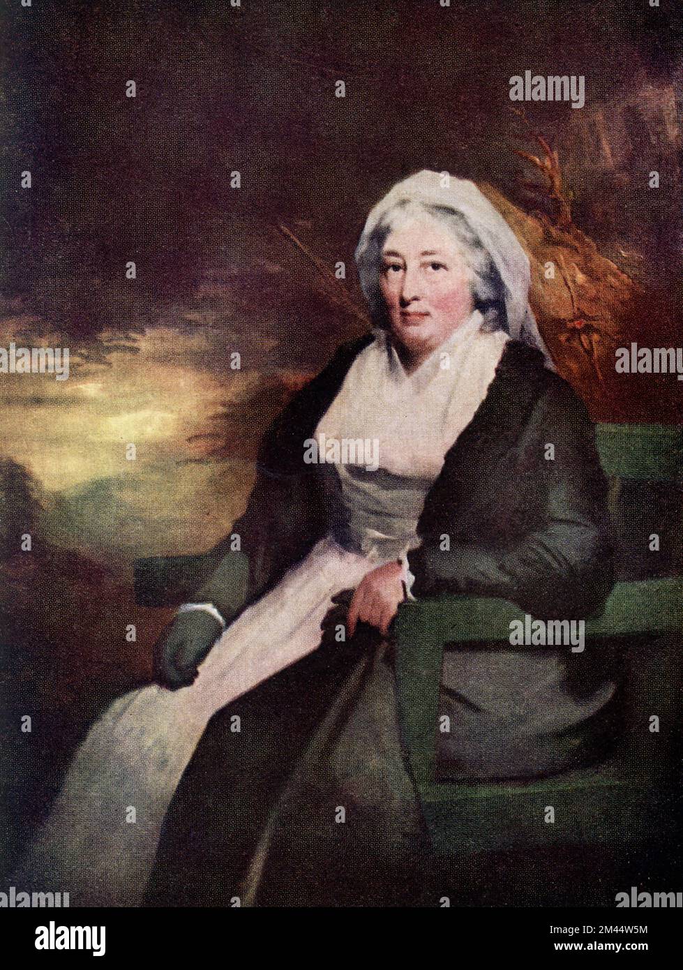 La légende de cette image, écrite vers 1910, se lit comme suit : « Mme Campbell de Balliemore de Raeburn (1756-1823) dans la Galerie nationale d'Écosse. C'est l'un des plus beaux portraits de Raeburn dans la Galerie d'Édimbourg. » Sir Henry Raeburn (1756 – 1823) était un peintre écossais. Il a servi comme peintre de portrait au roi George IV en Écosse. Banque D'Images