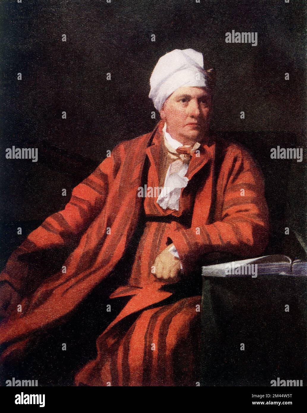 La légende de cette image, écrite vers 1910, se lit comme suit : « Professeur Robinson par Raeburn (1756-1823) à l'Université d'Édimbourg. Peint vers 1798, le «Professeur Robinson» est sur les portraits les plus remarquables peints par Raeburn avant 1800. Il représente l'aboutissement de sa manière de premier coup d'État. Sir Henry Raeburn (1756 – 1823) était un peintre écossais. Il a servi comme peintre de portrait au roi George IV en Écosse. Banque D'Images