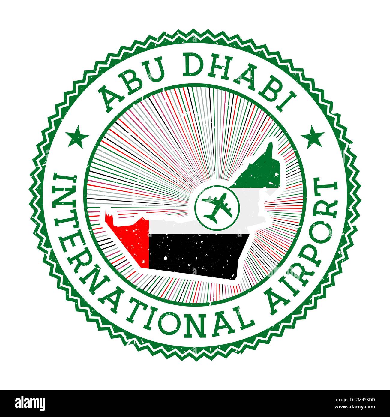 Timbre de l'aéroport international d'Abu Dhabi. Illustration vectorielle du logo AirPort