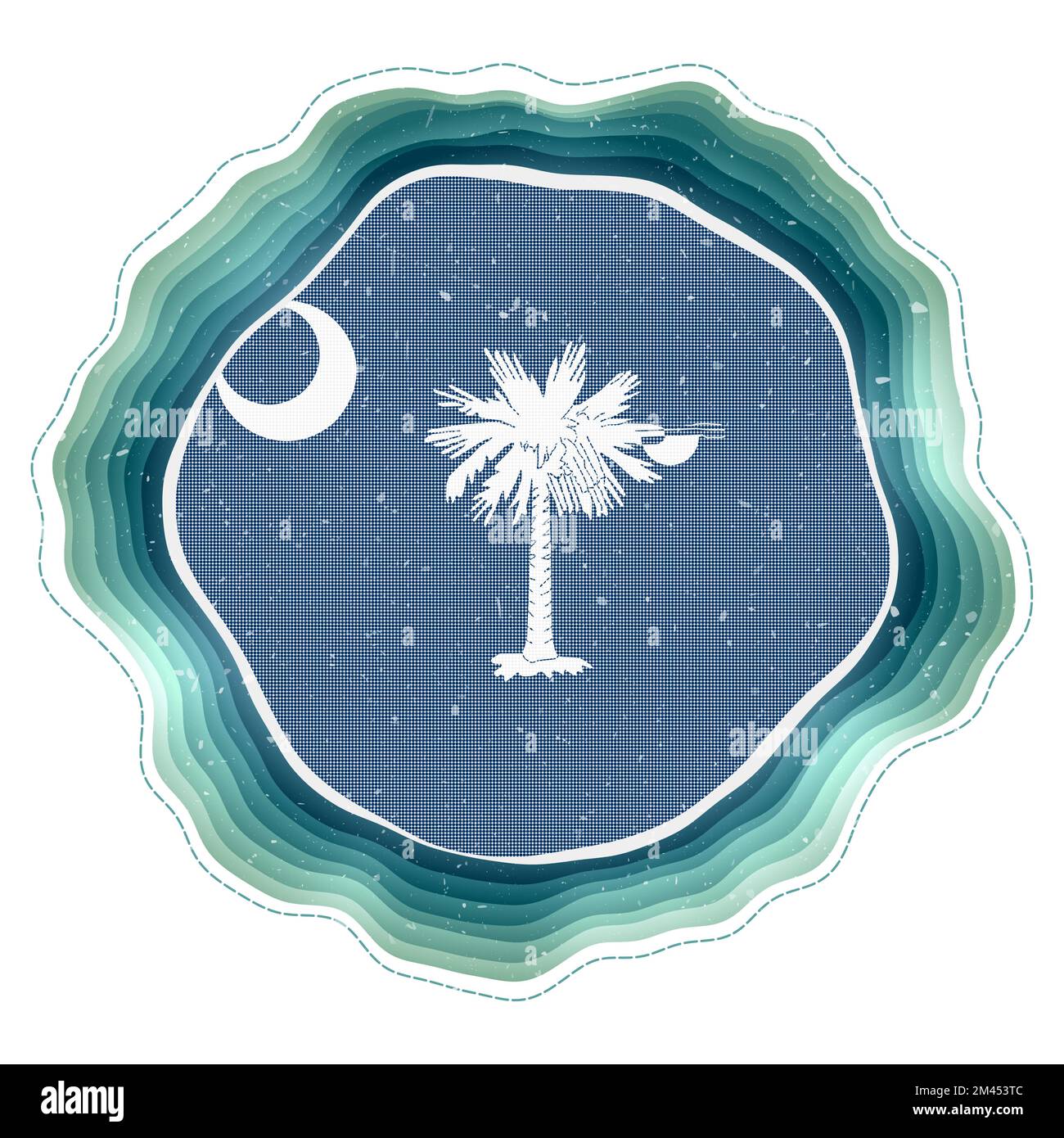 Drapeau de Caroline du Sud dans le cadre. Badge de l'état américain. Panneau circulaire en couches autour du drapeau de Caroline du Sud. Illustration vectorielle élégante. Illustration de Vecteur