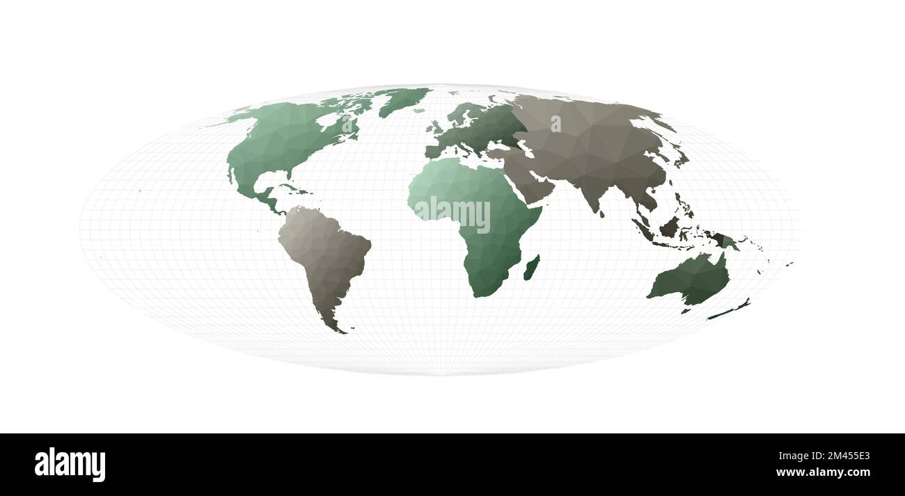 Carte polygonale du monde. Projection Bromley. Illustration vectorielle créative. Illustration de Vecteur