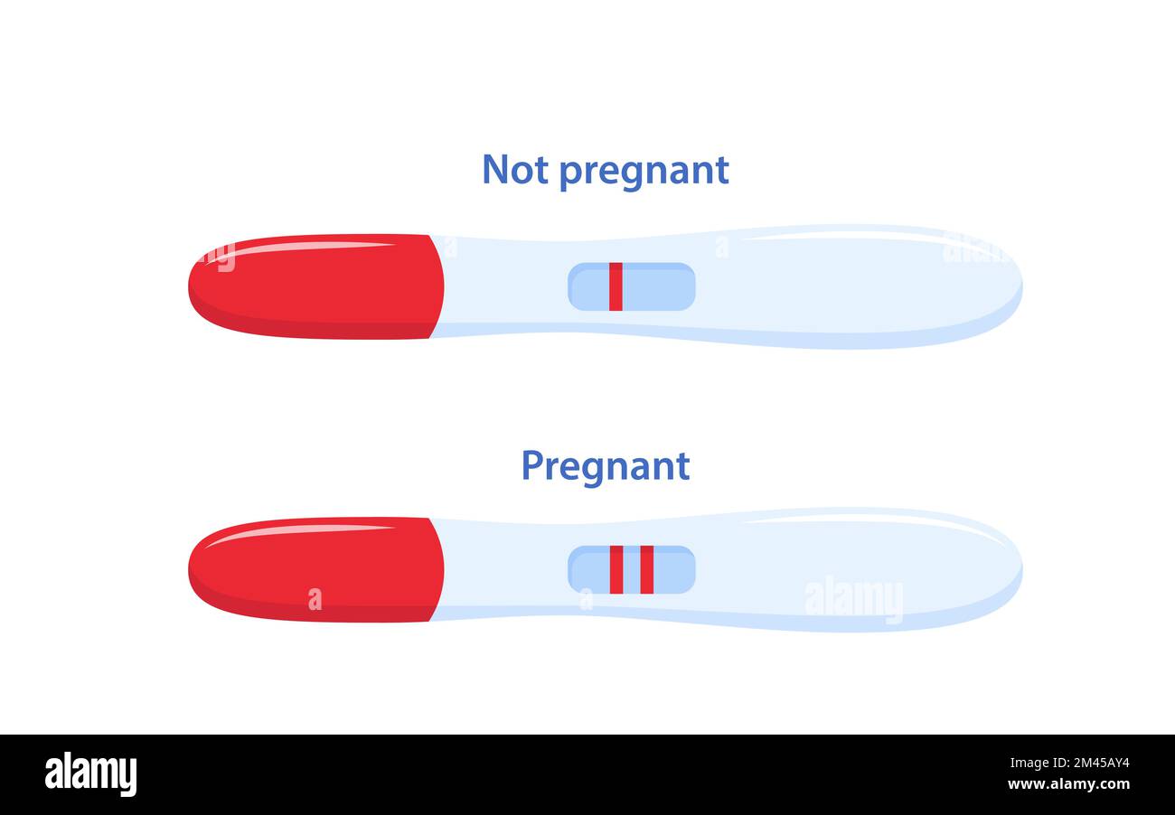 Résultats positifs et négatifs des tests de grossesse. Instructions pour le test de grossesse. Enceinte ou non enceinte. Illustration vectorielle Illustration de Vecteur