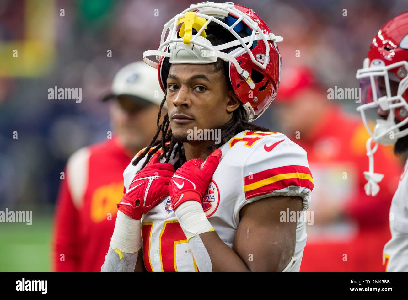 Houston, Texas, États-Unis. 18th décembre 2022. Kansas City Chiefs en arrière Isiah Pacheco (10) lors d'un match entre les Kansas City Chiefs et les Houston Texans à Houston, Texas. Trask Smith/CSM/Alamy Live News Banque D'Images