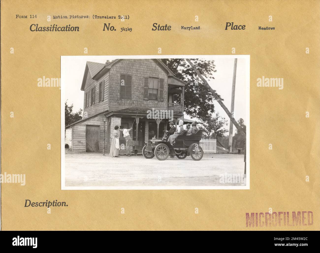 Photographie prise pendant le tournage de « Travelers Toll ». État: Maryland place: Meadows. Banque D'Images
