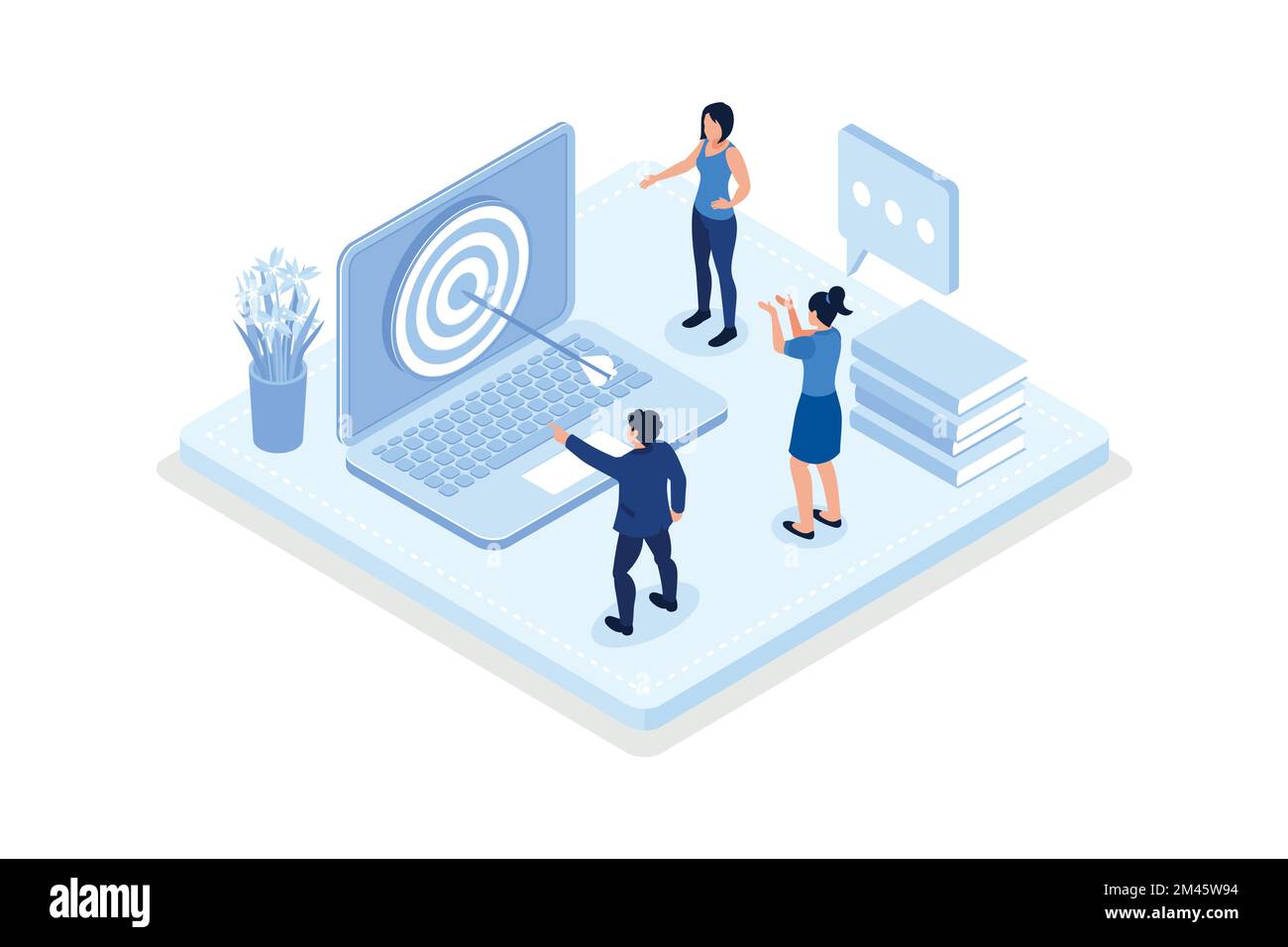 Personnages ciblant le public, concept des activités commerciales, illustration moderne vectorielle isométrique Illustration de Vecteur