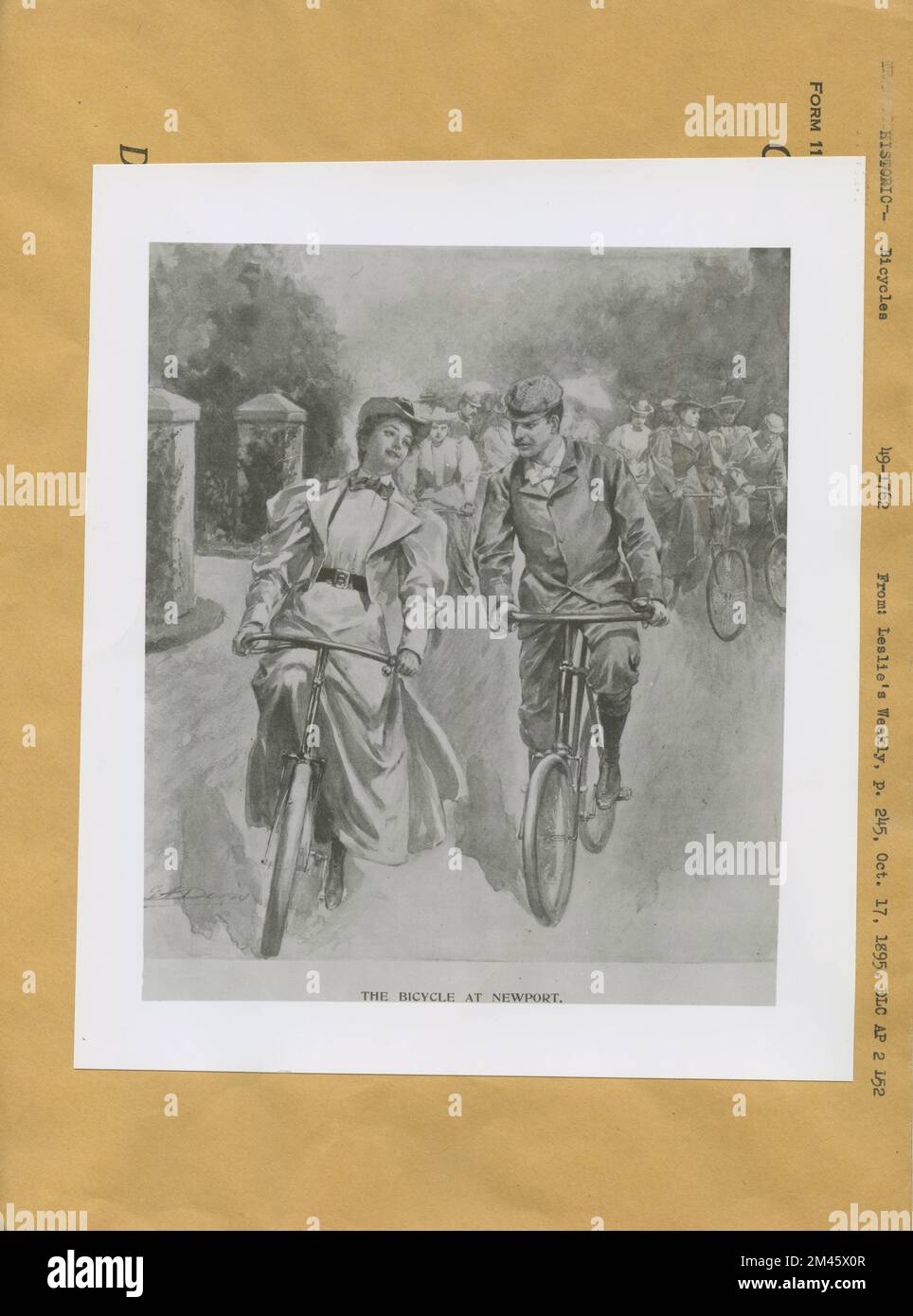 Le vélo à Newport. Légende originale: THE BICYCLE AT NEWPORT. Leslie's Weekly, p. 245, 17 octobre 1895. Banque D'Images