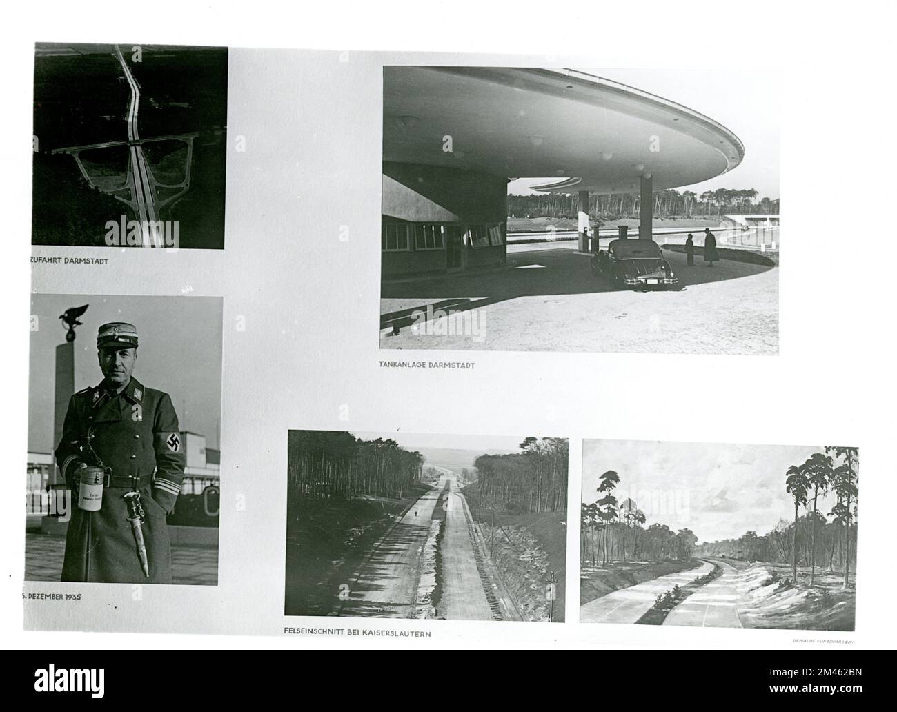 Station-service de Darmstadt, vues sur la route et Wehrmacht Soldier. État: Allemagne. Banque D'Images