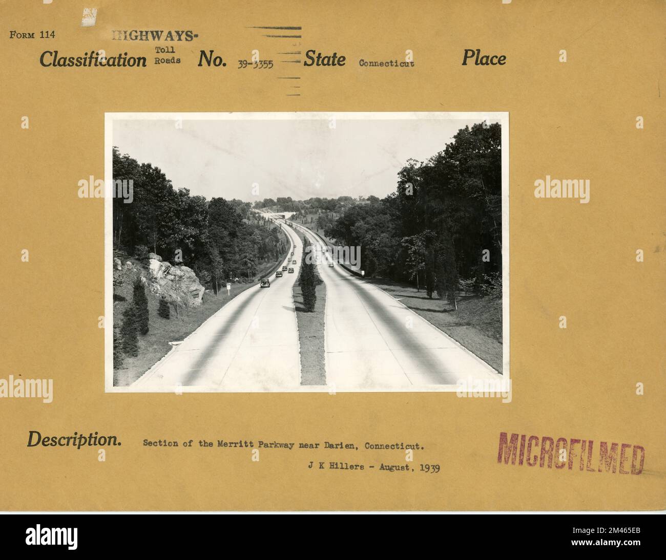 Section de la Merritt Parkway près de Darien, Connecticut. Légende