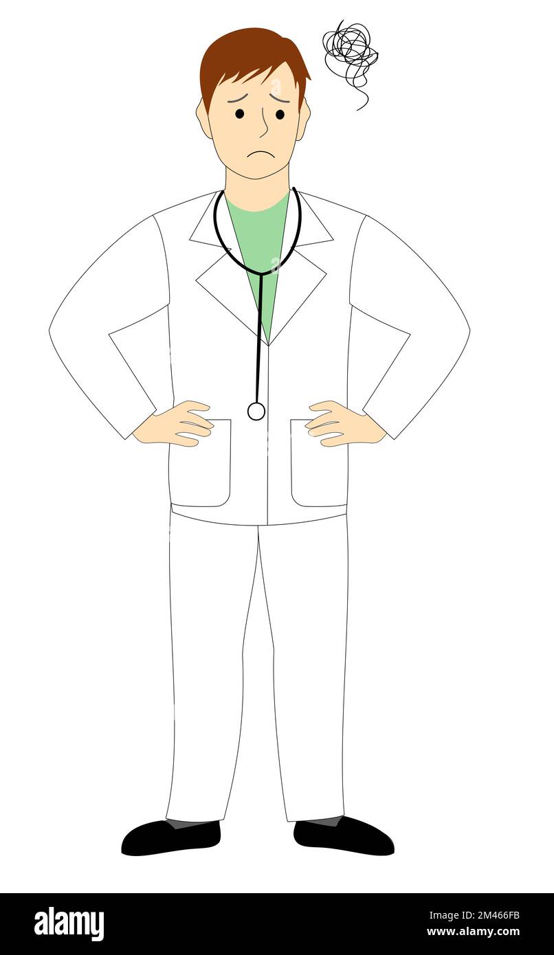 Médecin insatisfait avec fond blanc Banque D'Images