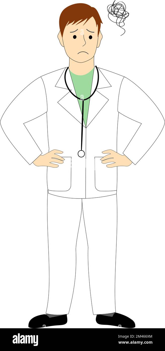 Médecin insatisfait avec fond blanc Banque D'Images