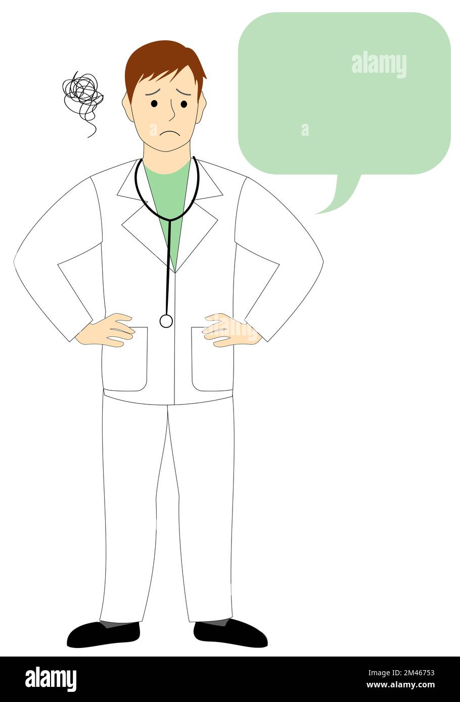 Médecin insatisfait avec fond blanc Banque D'Images