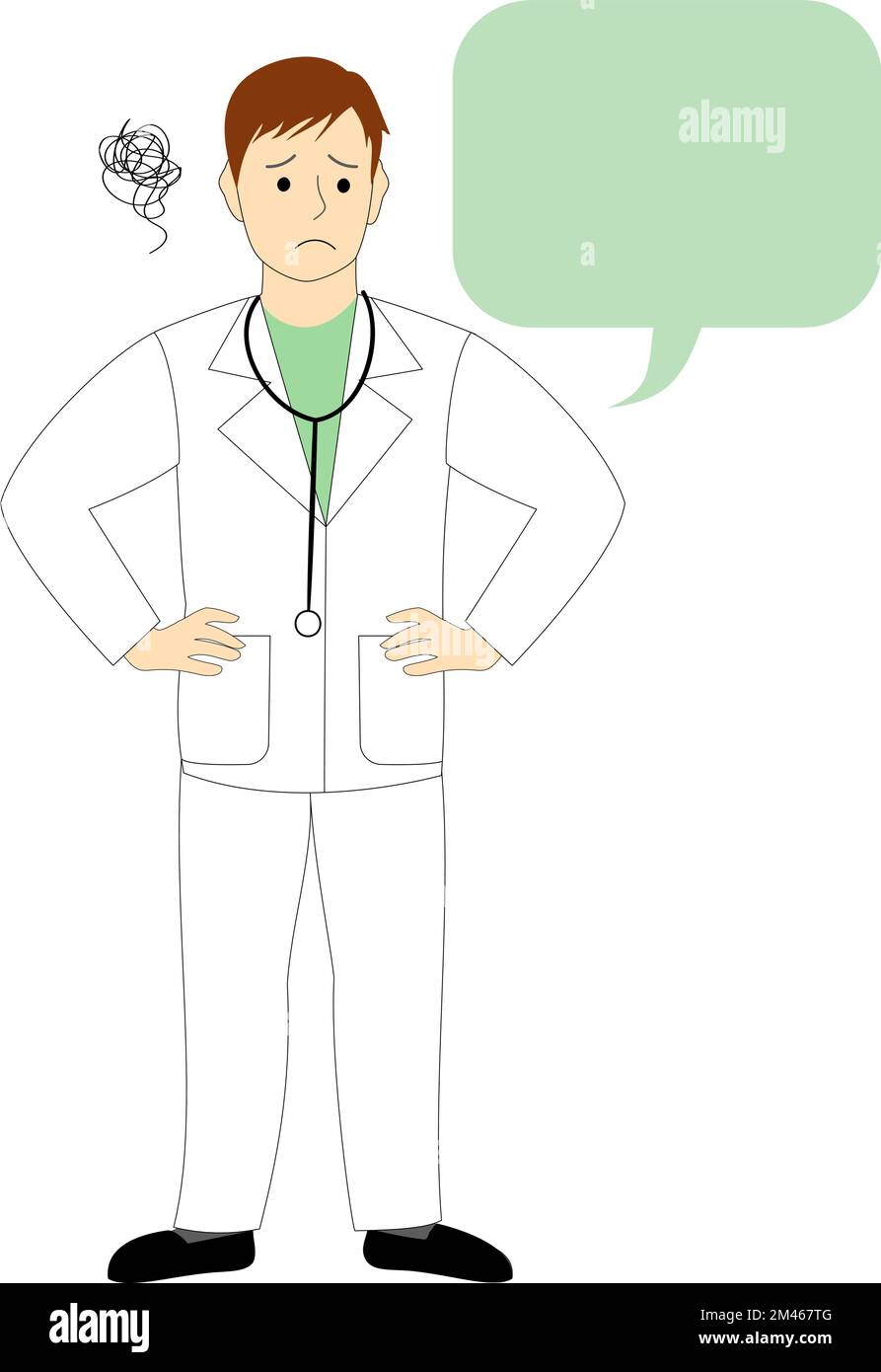 Médecin insatisfait avec fond blanc Banque D'Images