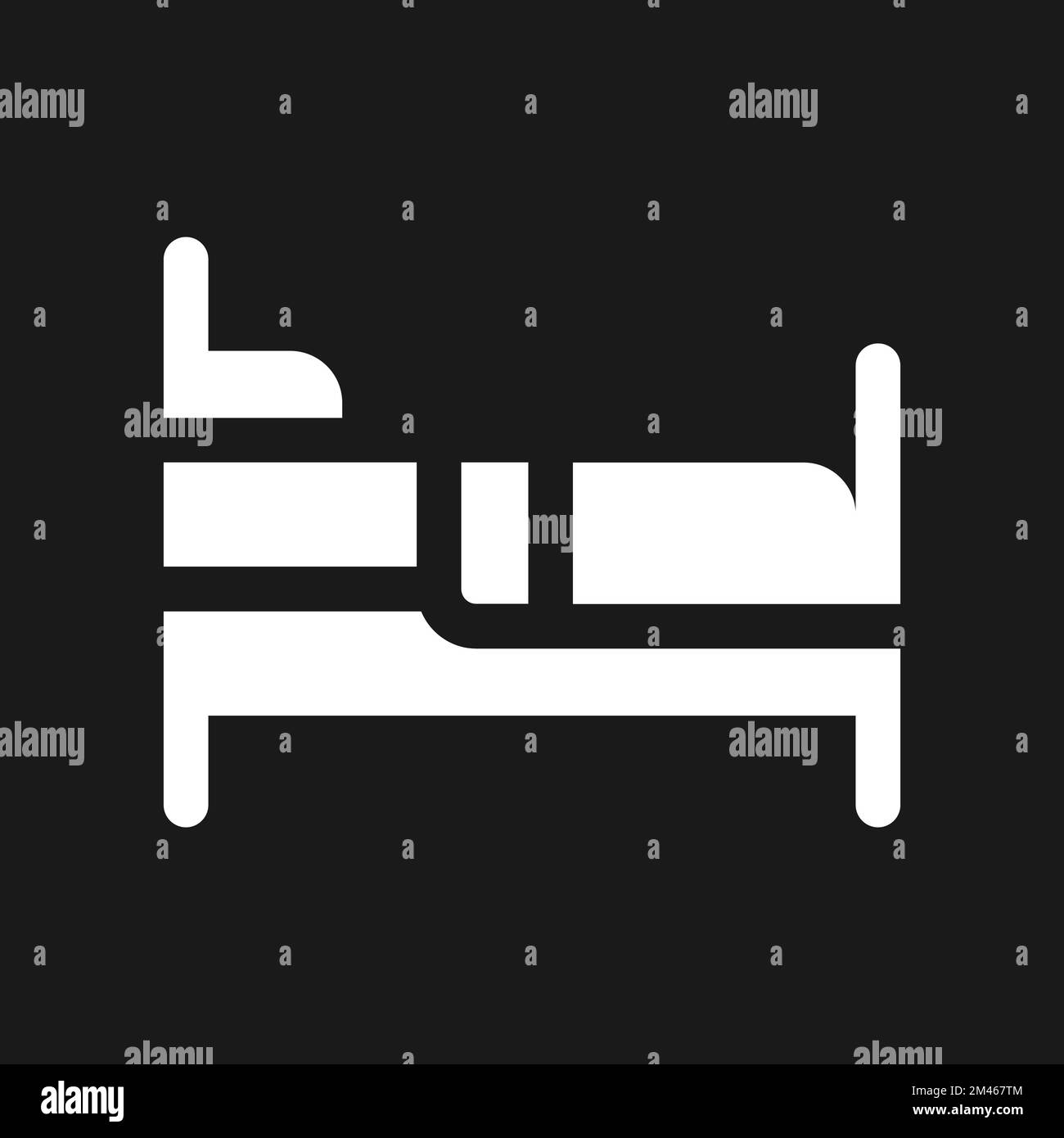 Recherche d'un lit pour dormir en mode sombre icône d'interface utilisateur de glyphe Illustration de Vecteur