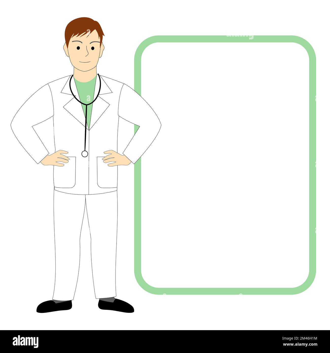 Un médecin masculin, chirurgien, dentiste, vétérinaire, fond blanc avec commentaire Banque D'Images