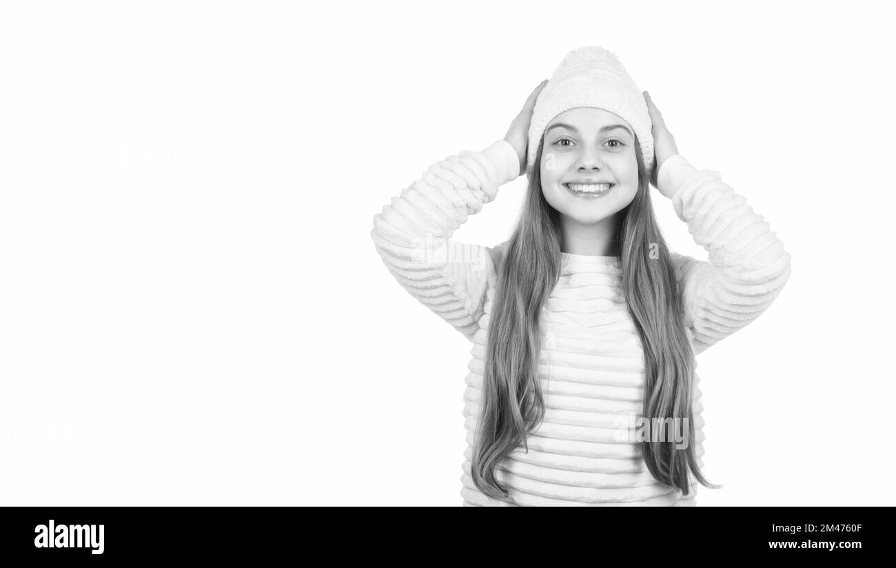 Style d'automne. Bonheur d'enfance. Petit enfant vêtements tricots isolés sur blanc. Banque D'Images