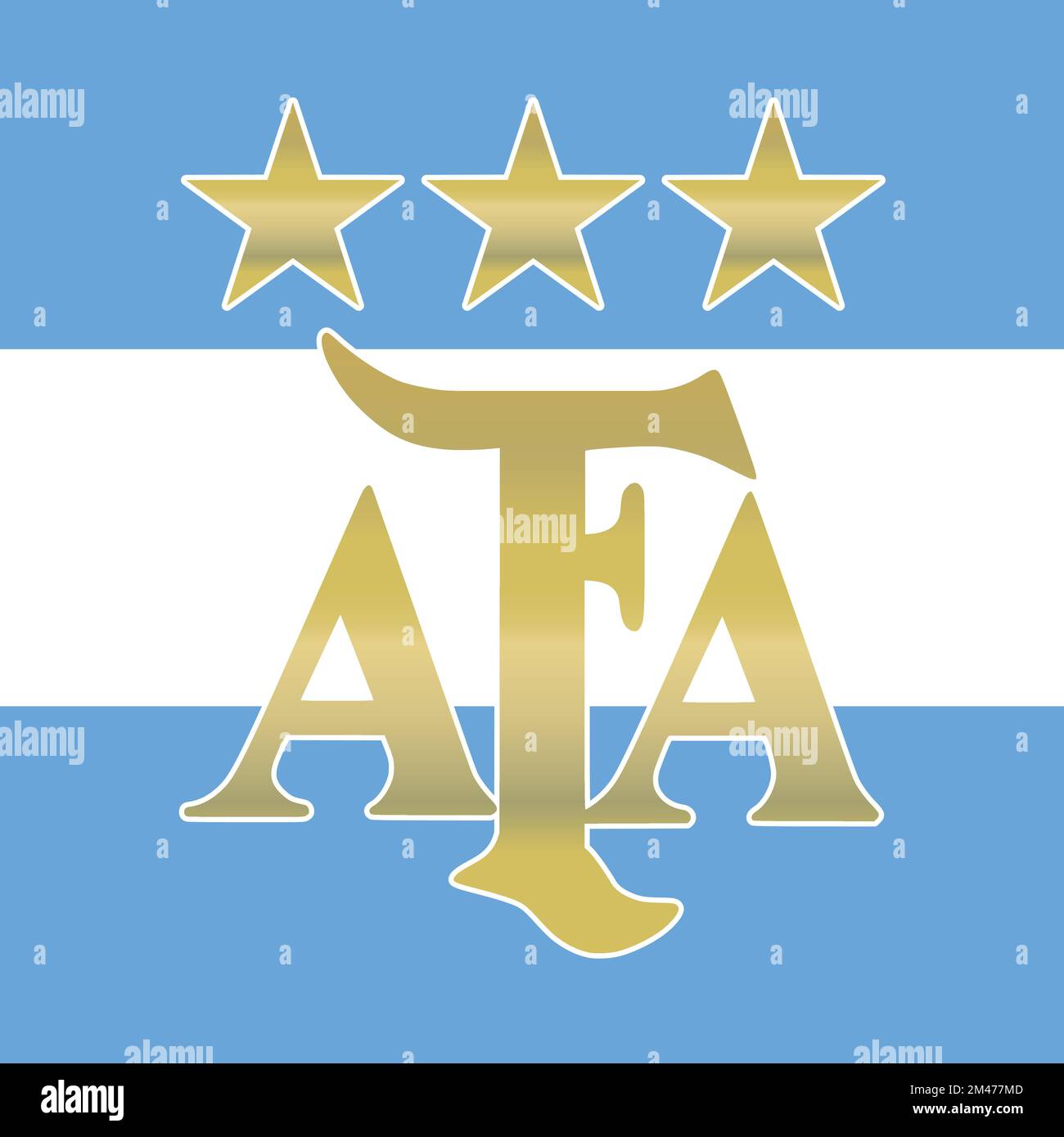 Logo de la Fédération Argentine de football avec drapeau national, champion de la coupe du monde de la FIFA 2022, illustration vectorielle Illustration de Vecteur
