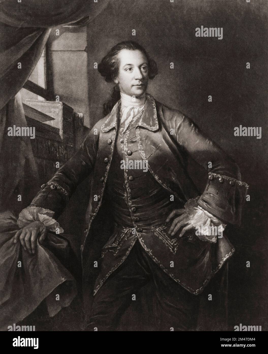 Charles Watson-Wentworth, 2nd marquis de Rockingham, 1730–1782. Homme d'État britannique Whig et deux fois Premier ministre de Grande-Bretagne. Après l'impression de Richard Houston de la peinture de Benjamin Wilson. Banque D'Images