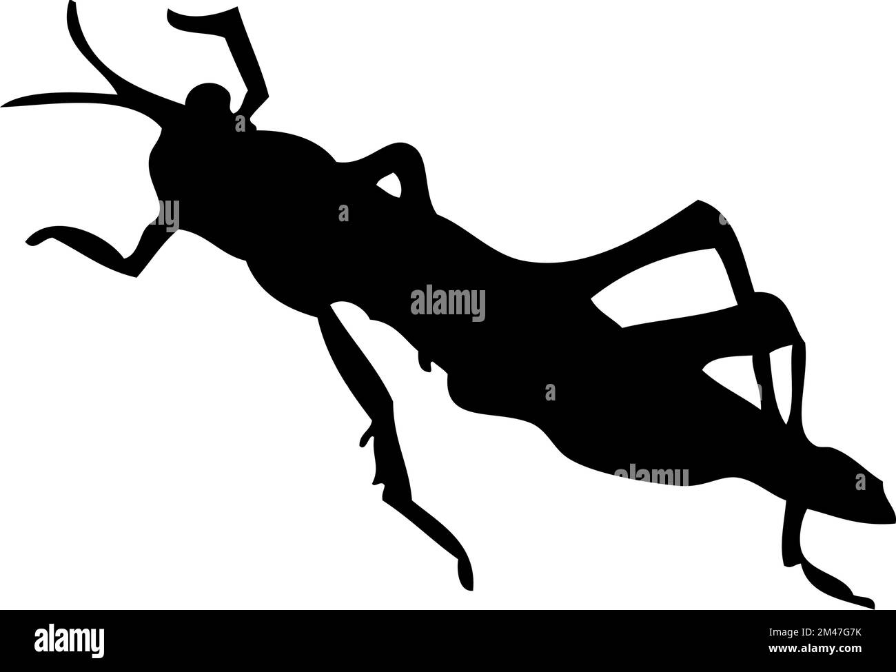 Silhouette de sauterelle. Gros plan détaillé sur la sauterelle. Icône représentant une sauterelle vectorielle sur fond blanc. Illustration de Vecteur