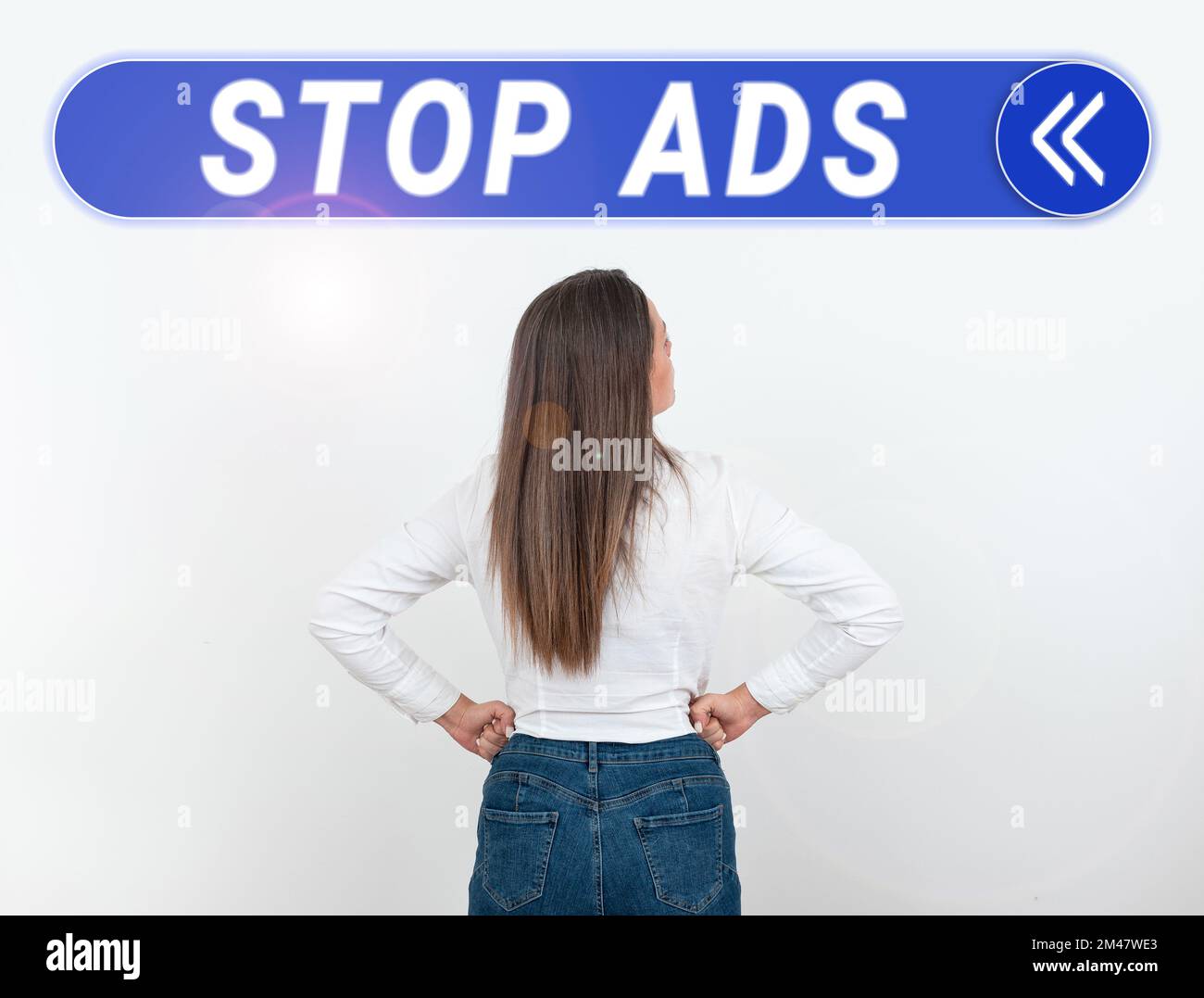 Affichage conceptuel Stop Ads. Programme de présentation des affaires qui supprimera différents types de publicité du Web Banque D'Images