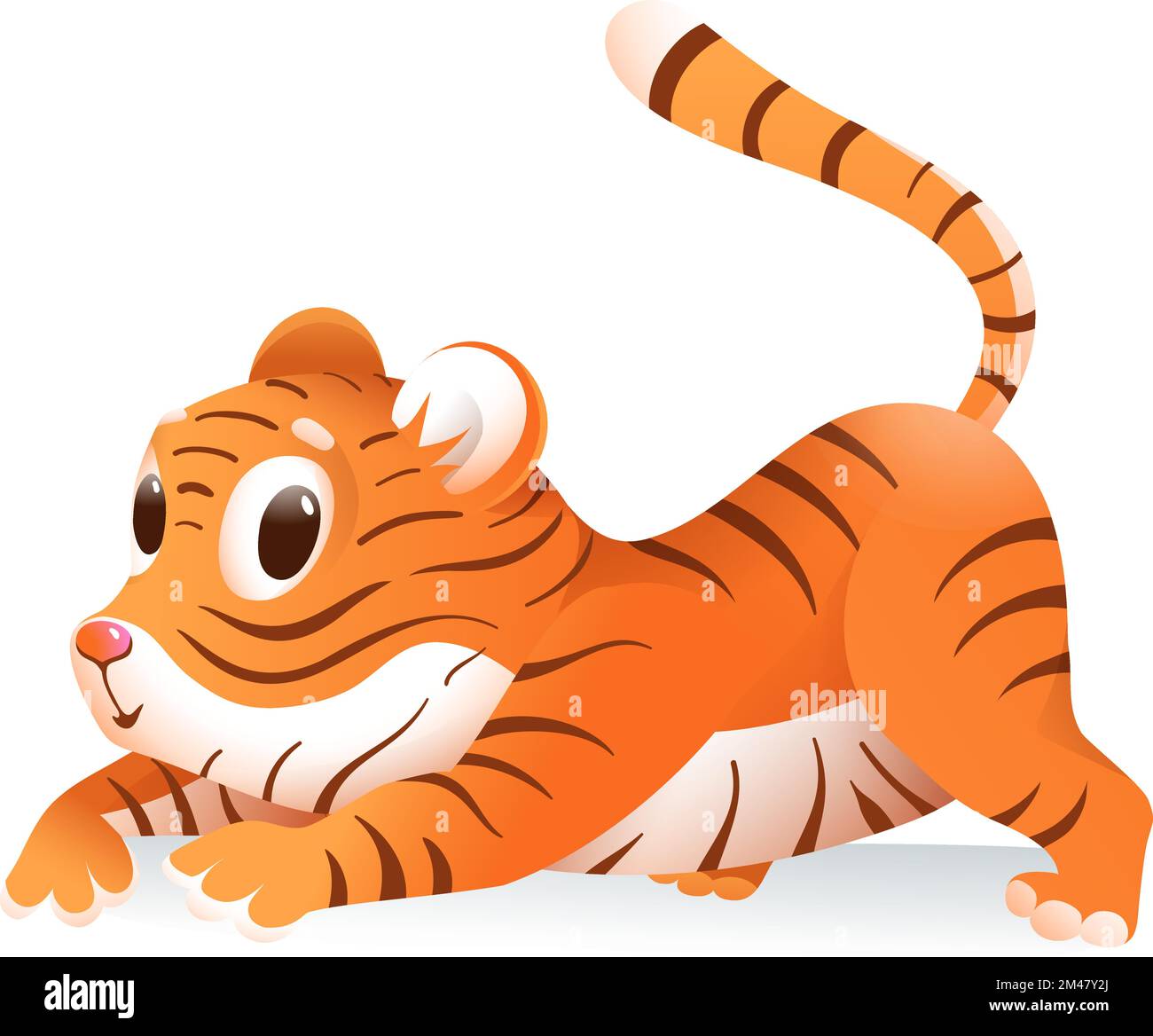 Bébé tigre rampant et Sneaky Animal pour les enfants Illustration de Vecteur