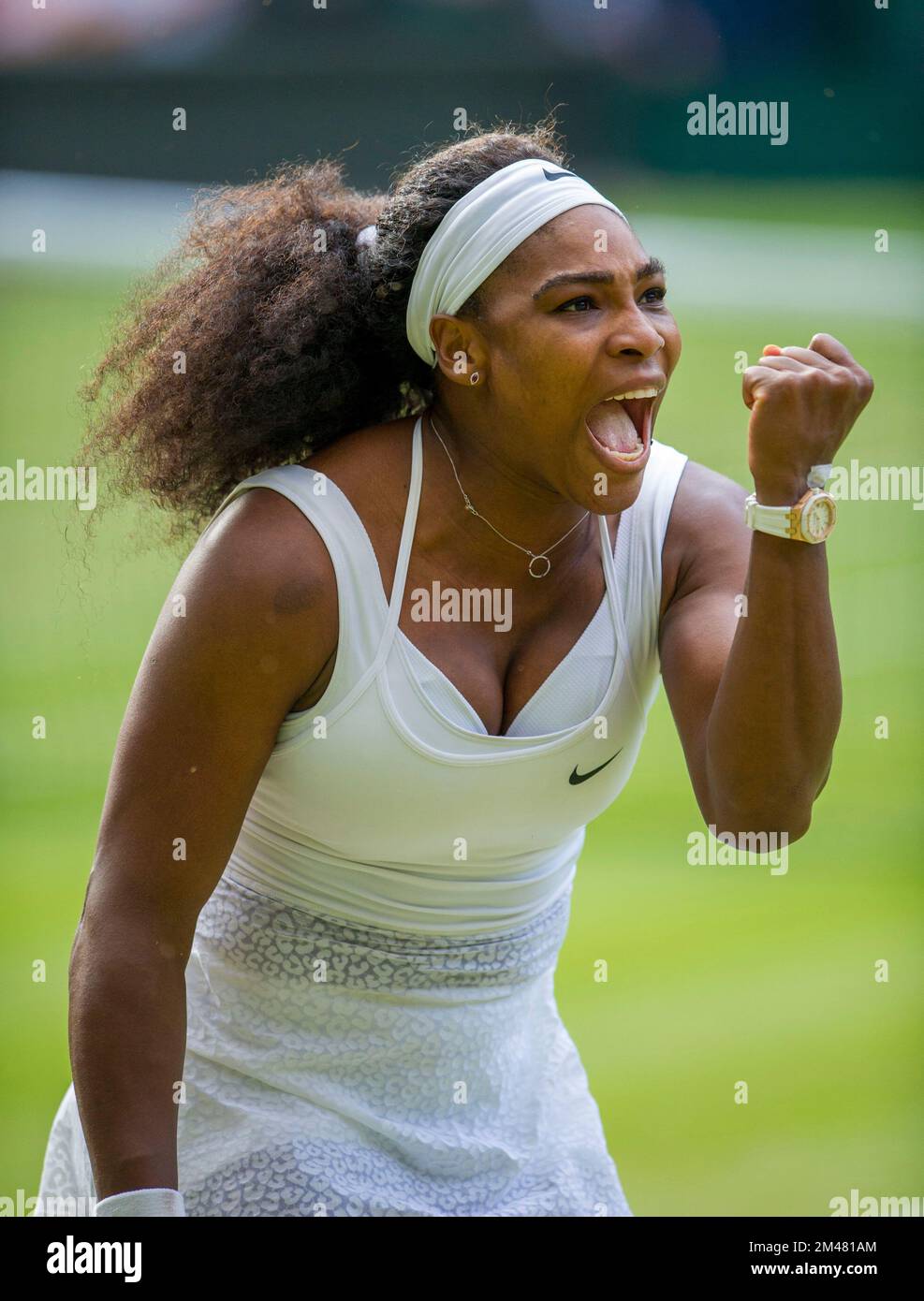 Serena Williams fête ses célébrations, Wimbledon, Londres, 7th juillet 2015. Banque D'Images
