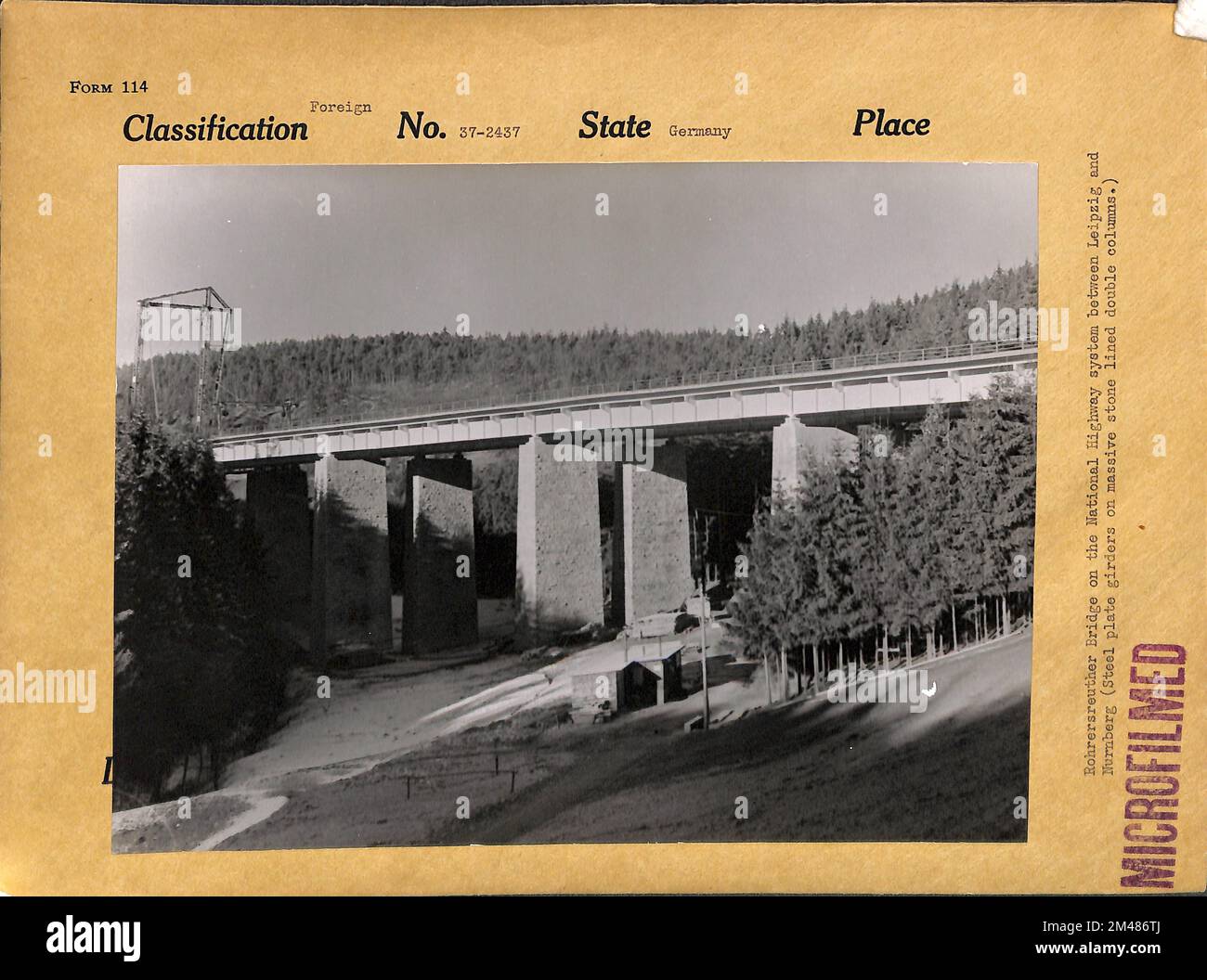 Pont Rohrersreuther entre Leipzig et Nurnberg. Légende originale Pont