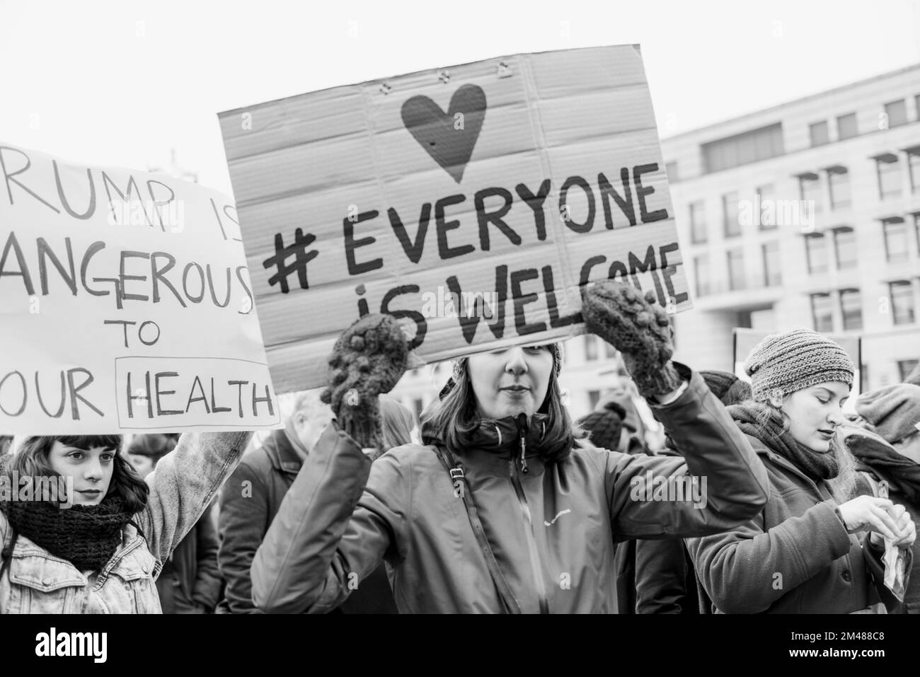 Manifestation de Donald Trump, porte de brandebourg, Berlin, Allemagne Banque D'Images