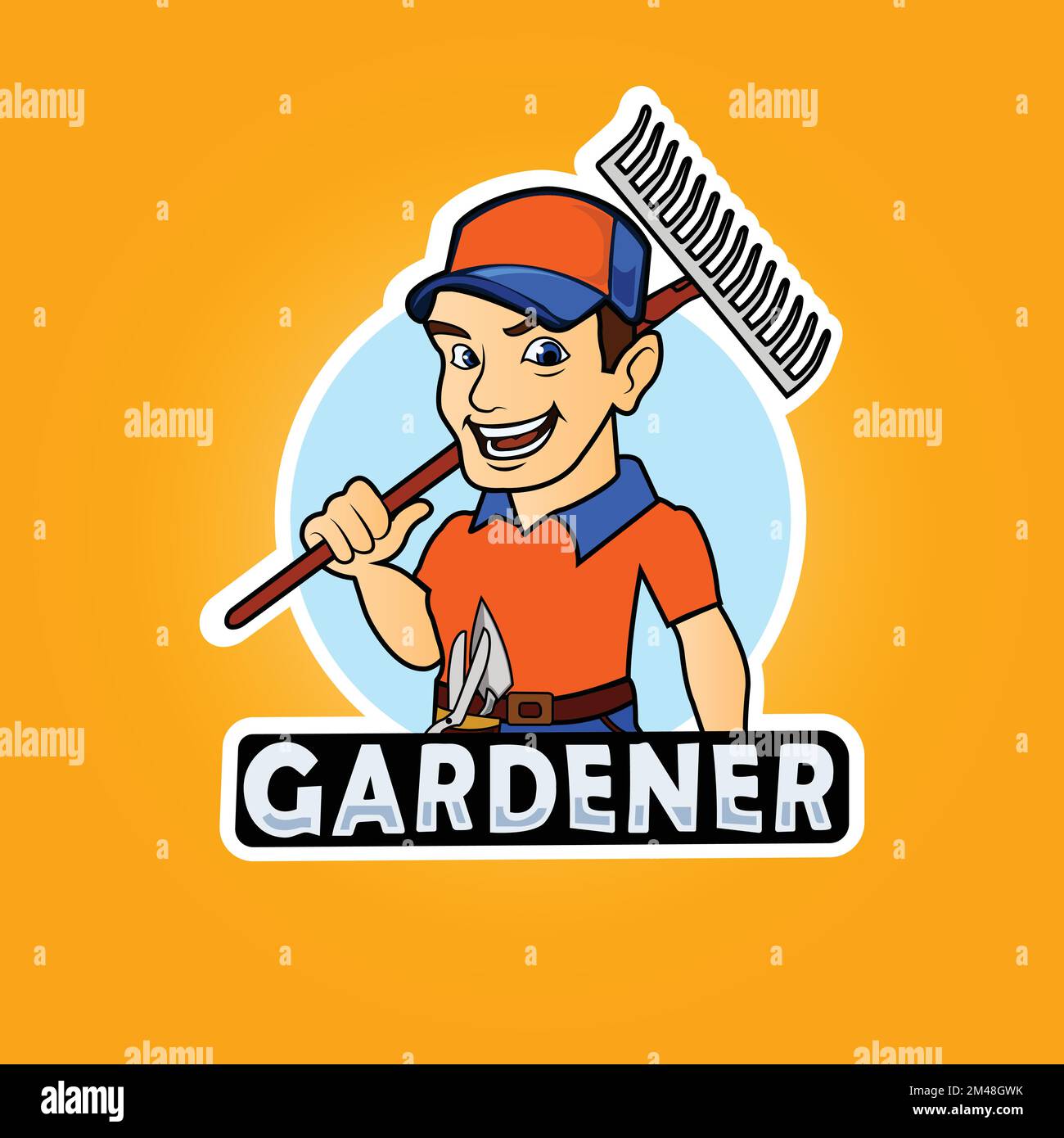 Dessin animé jardinier logo vectoriel Illustration de Vecteur