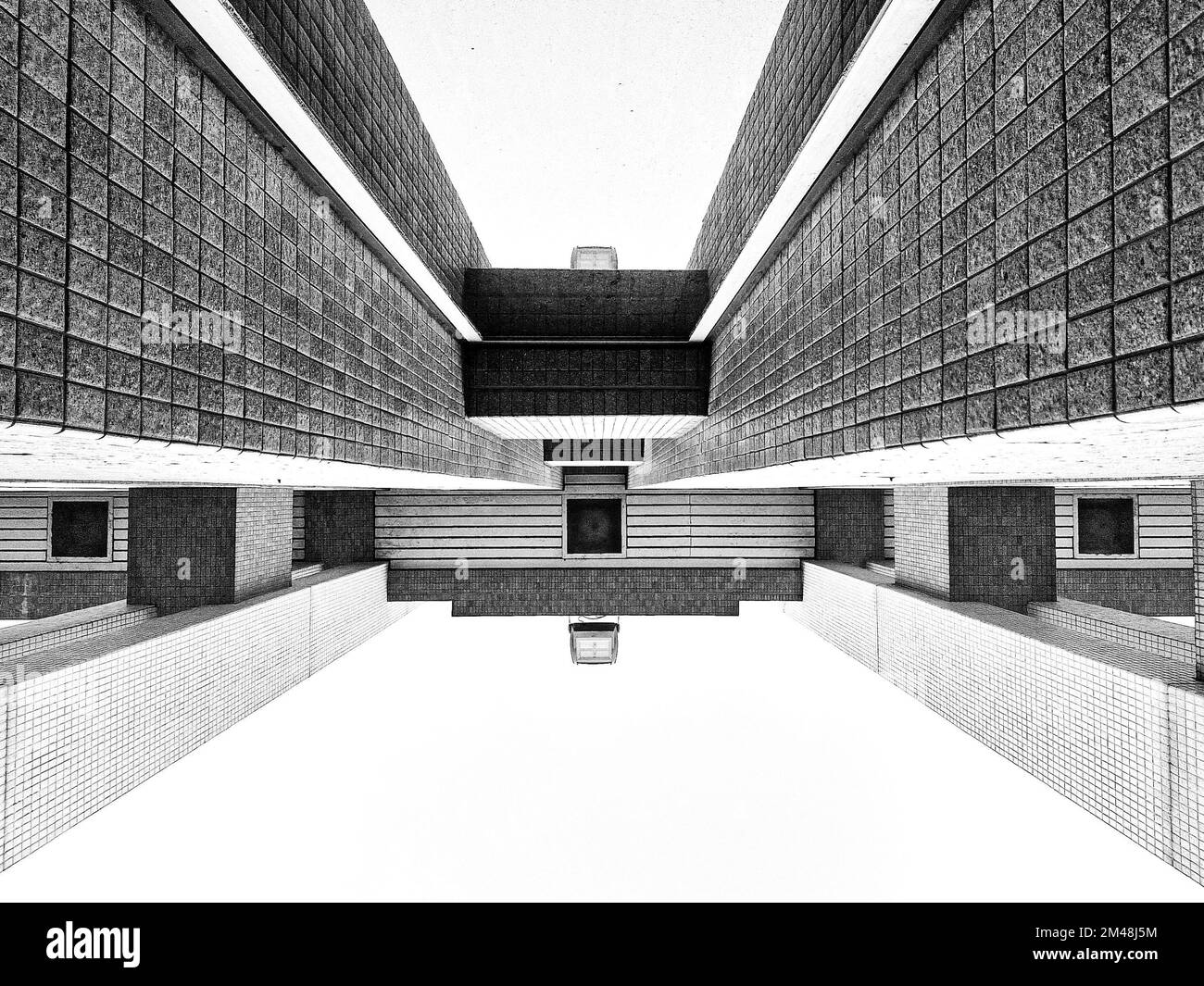 Un angle bas d'un bâtiment abstrait Banque D'Images