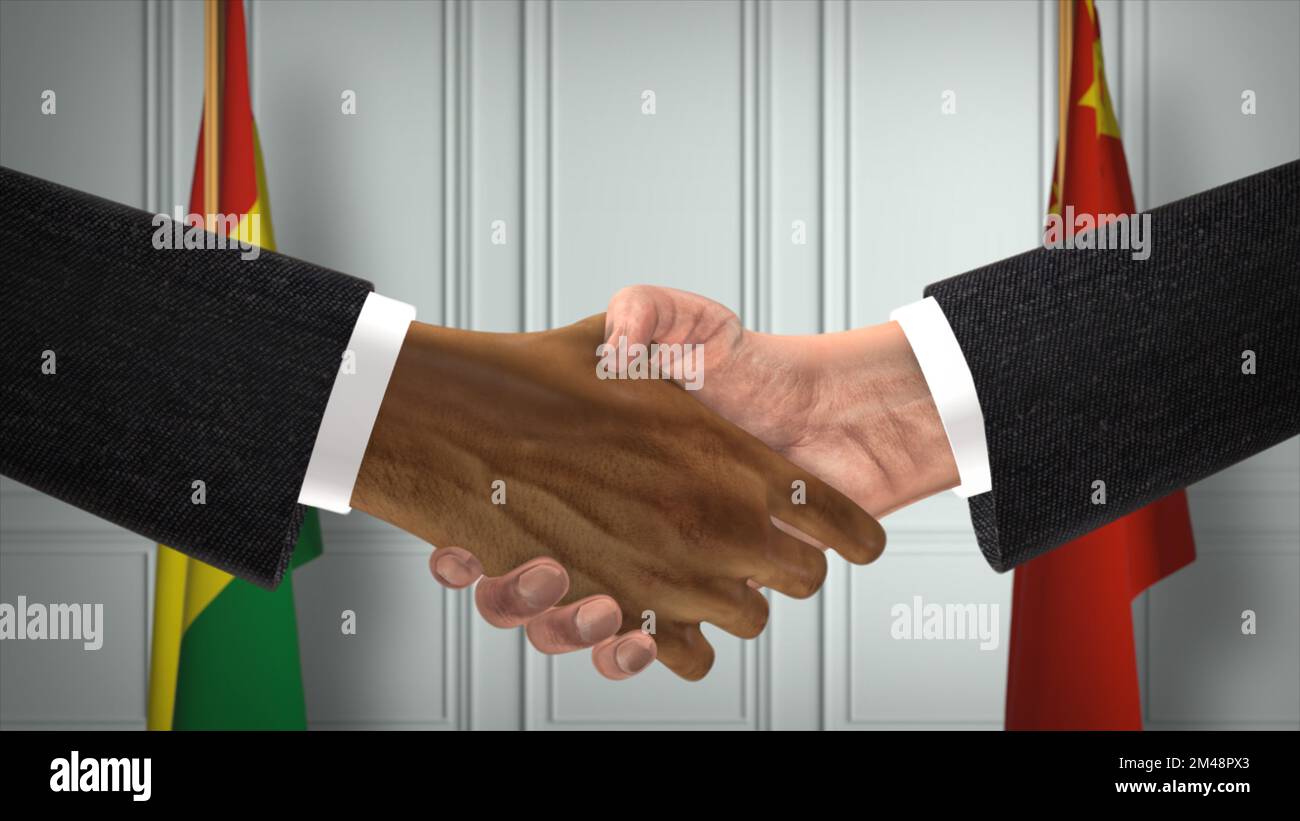 Réunion d'affaires des responsables de la Bolivie et de la Chine. Un accord diplomatique. Partenaires poignée de main. Banque D'Images