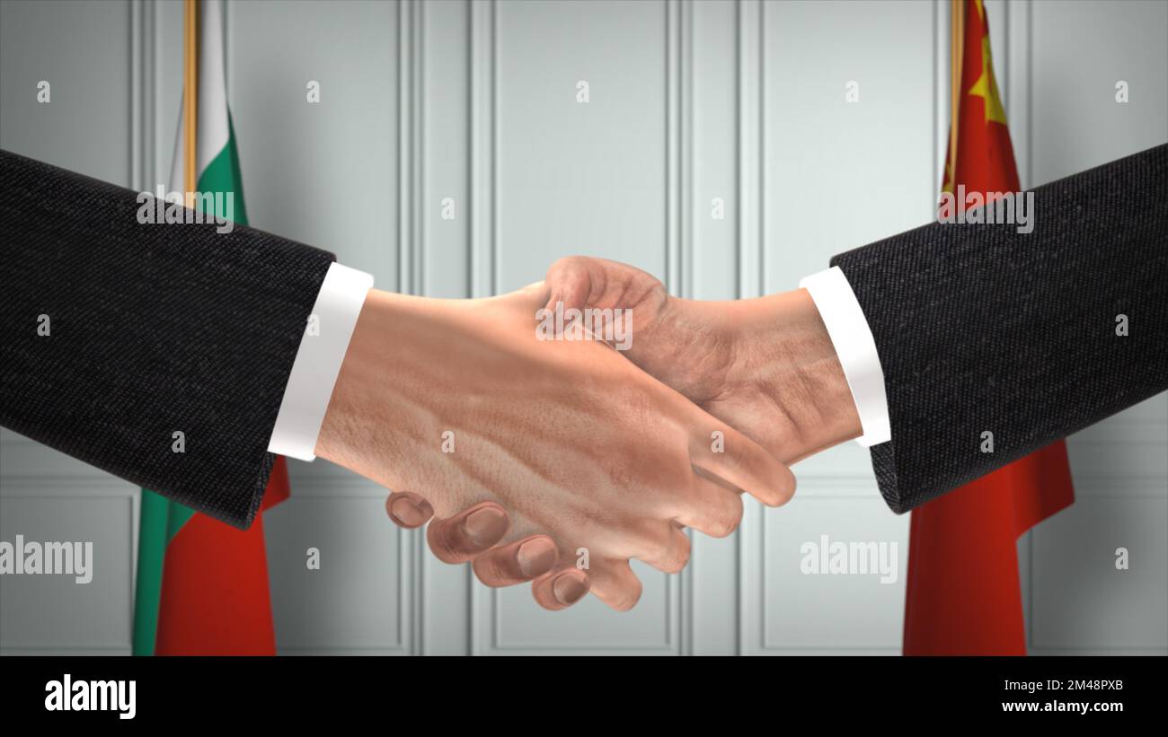 Réunion d'affaires des représentants de la Bulgarie et de la Chine. Un accord diplomatique. Partenaires poignée de main. Banque D'Images